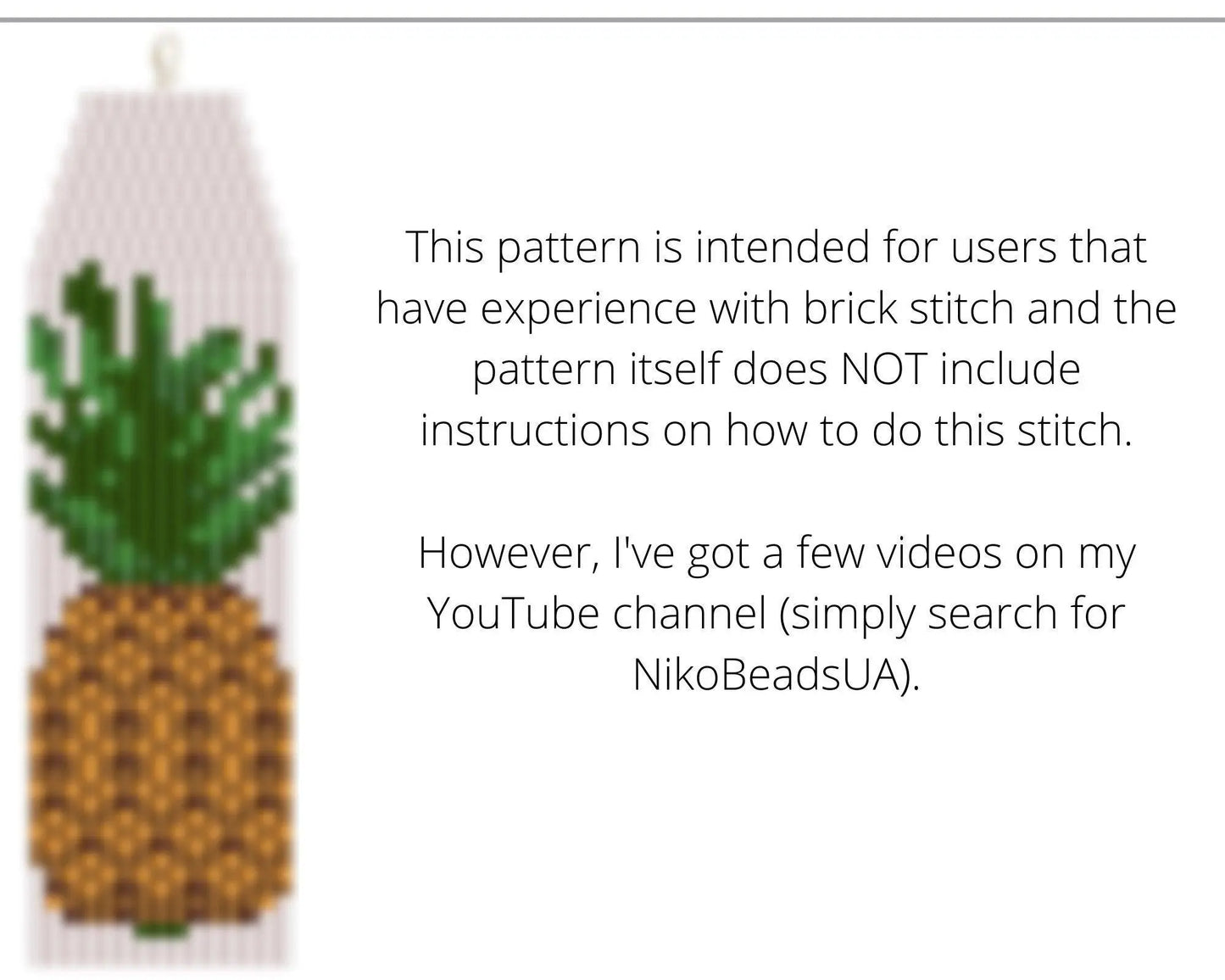 Pineapple Brick Stitch pattern for fringe beaded earrings - NikoBeadsUA