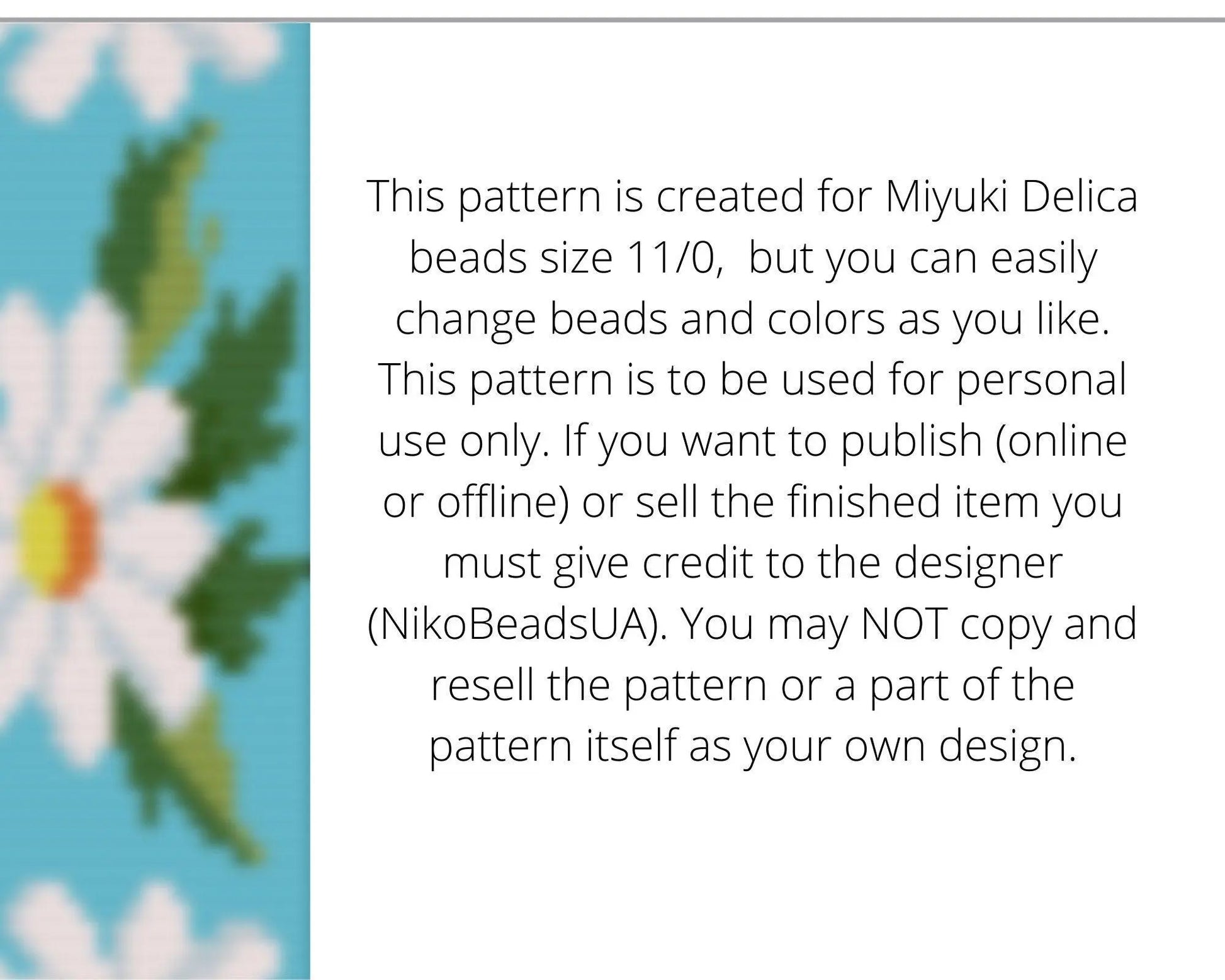 Chamomile loom bracelet pattern for Miyuki Delica - NikoBeadsUA