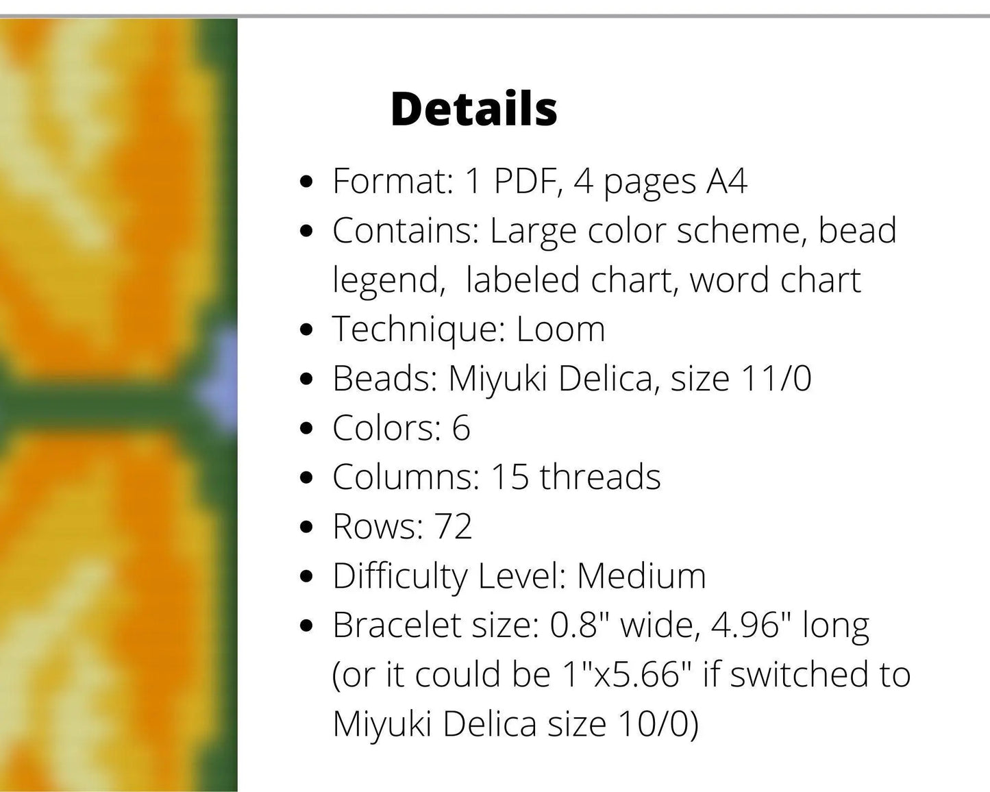 Yellow Tulips Loom pattern for beaded bracelet - NikoBeadsUA