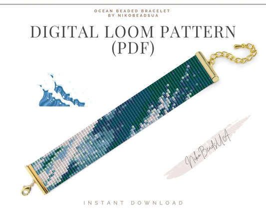 Ocean Wave Loom pattern for beaded bracelet - NikoBeadsUA