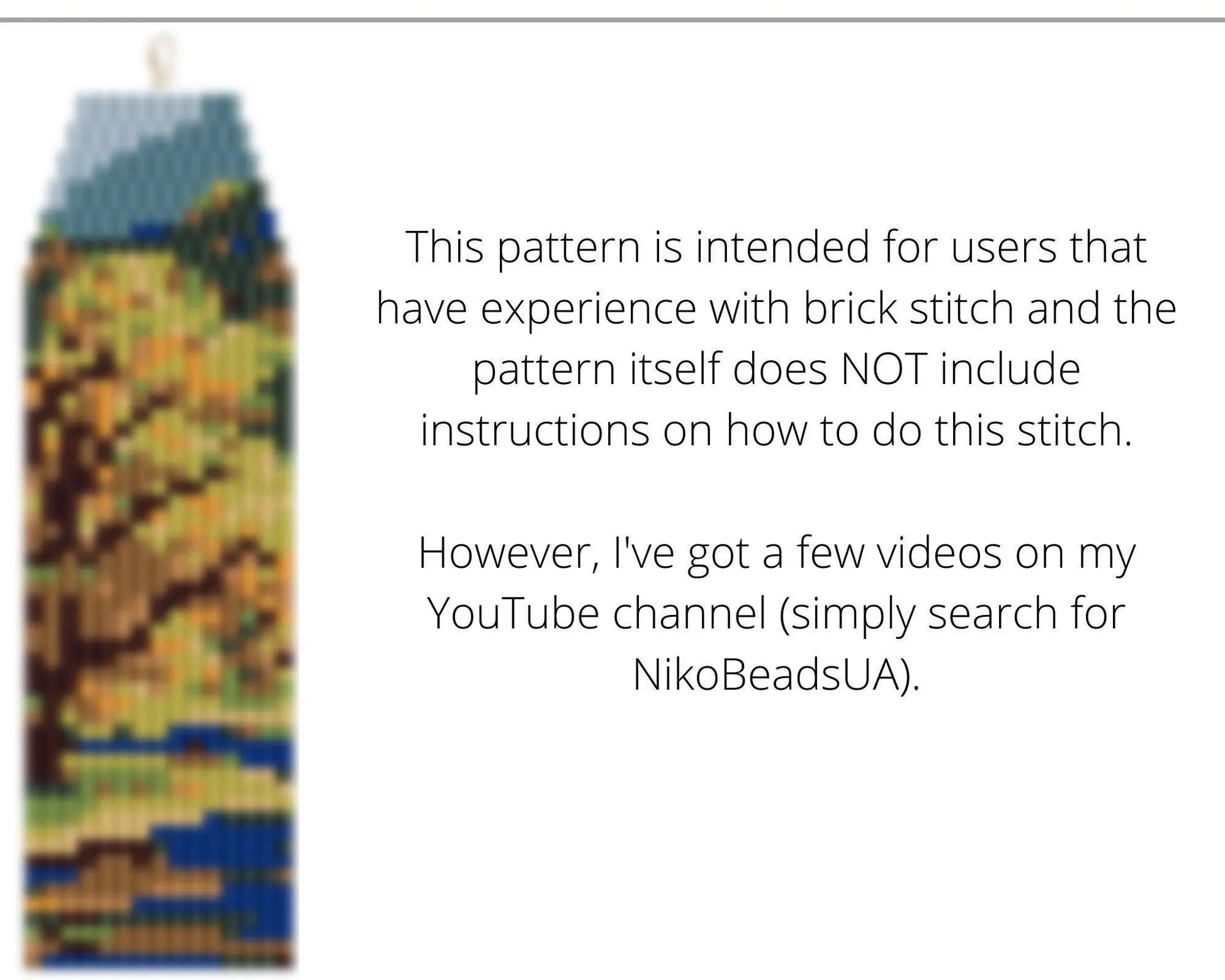 Autumn Tree Brick Stitch pattern for fringe beaded earrings - NikoBeadsUA