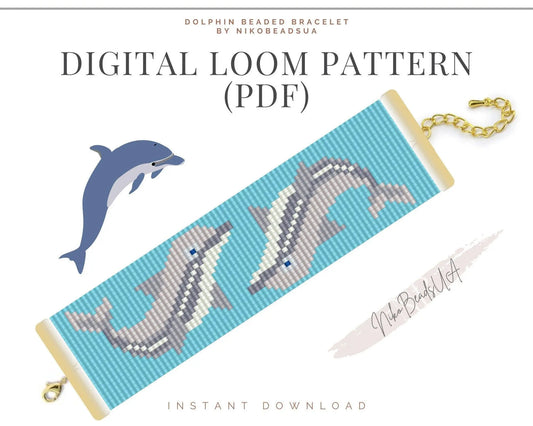 Dolphin Loom pattern for beaded bracelet - NikoBeadsUA