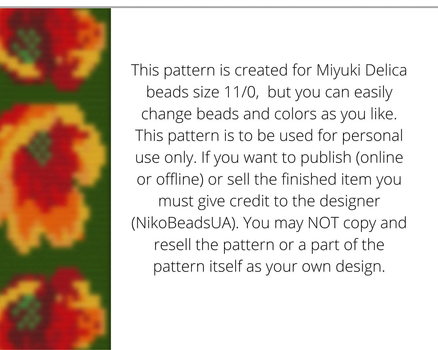 Bright Tulips Loom pattern for beaded bracelet - NikoBeadsUA