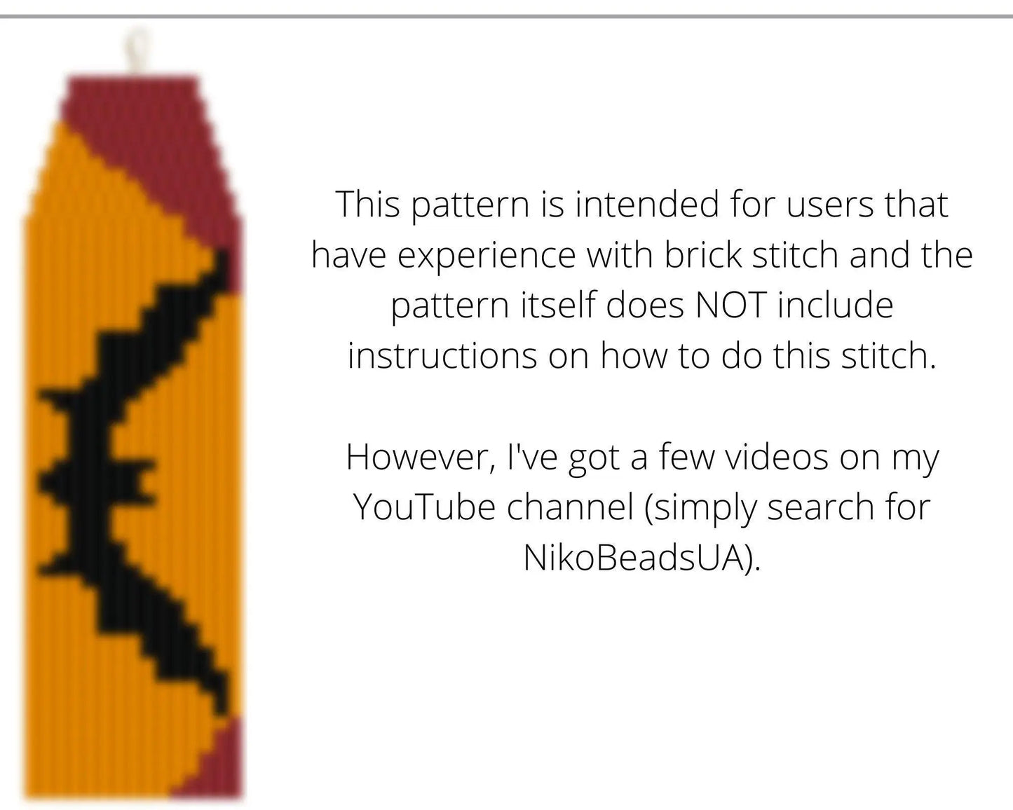 Bat Brick Stitch pattern for fringe beaded earrings - NikoBeadsUA