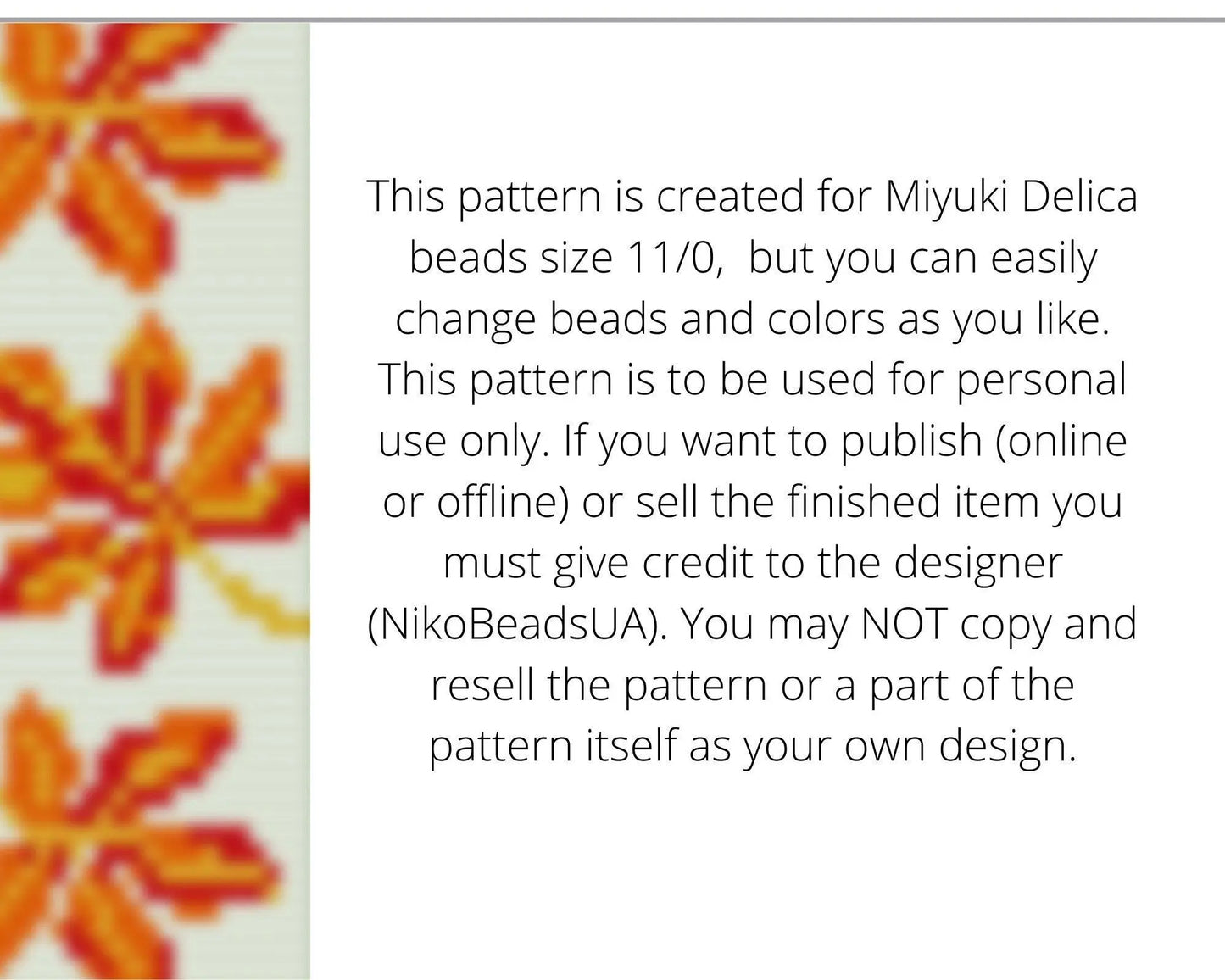 Autumn Leaves Loom pattern for beaded bracelet - NikoBeadsUA