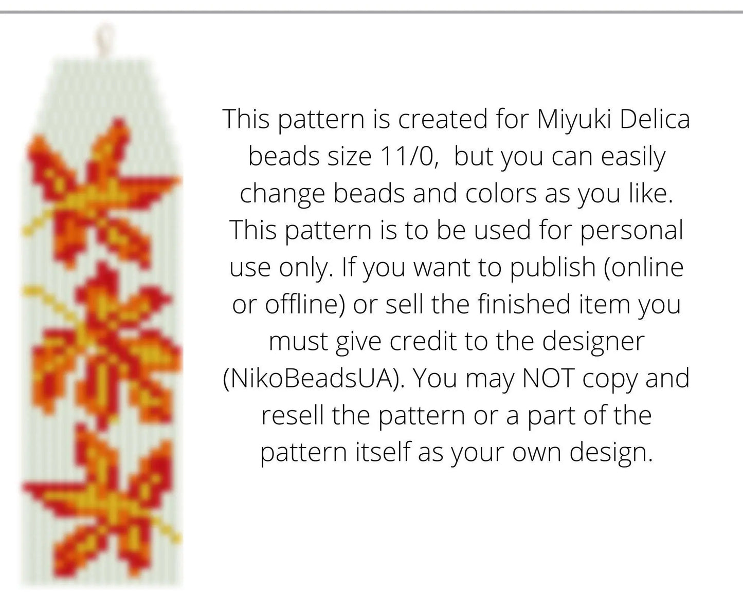 Autumn Leaves Brick Stitch pattern for fringe beaded earrings - NikoBeadsUA