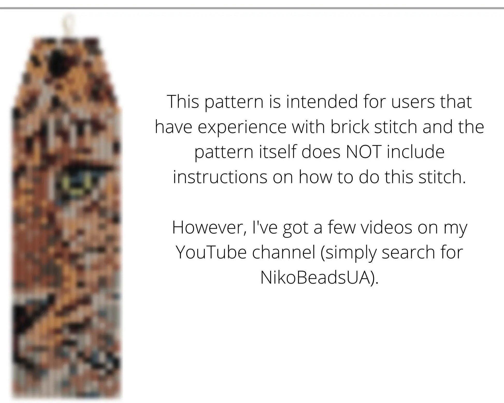 Leopard Face Brick Stitch pattern for fringe beaded earrings - NikoBeadsUA