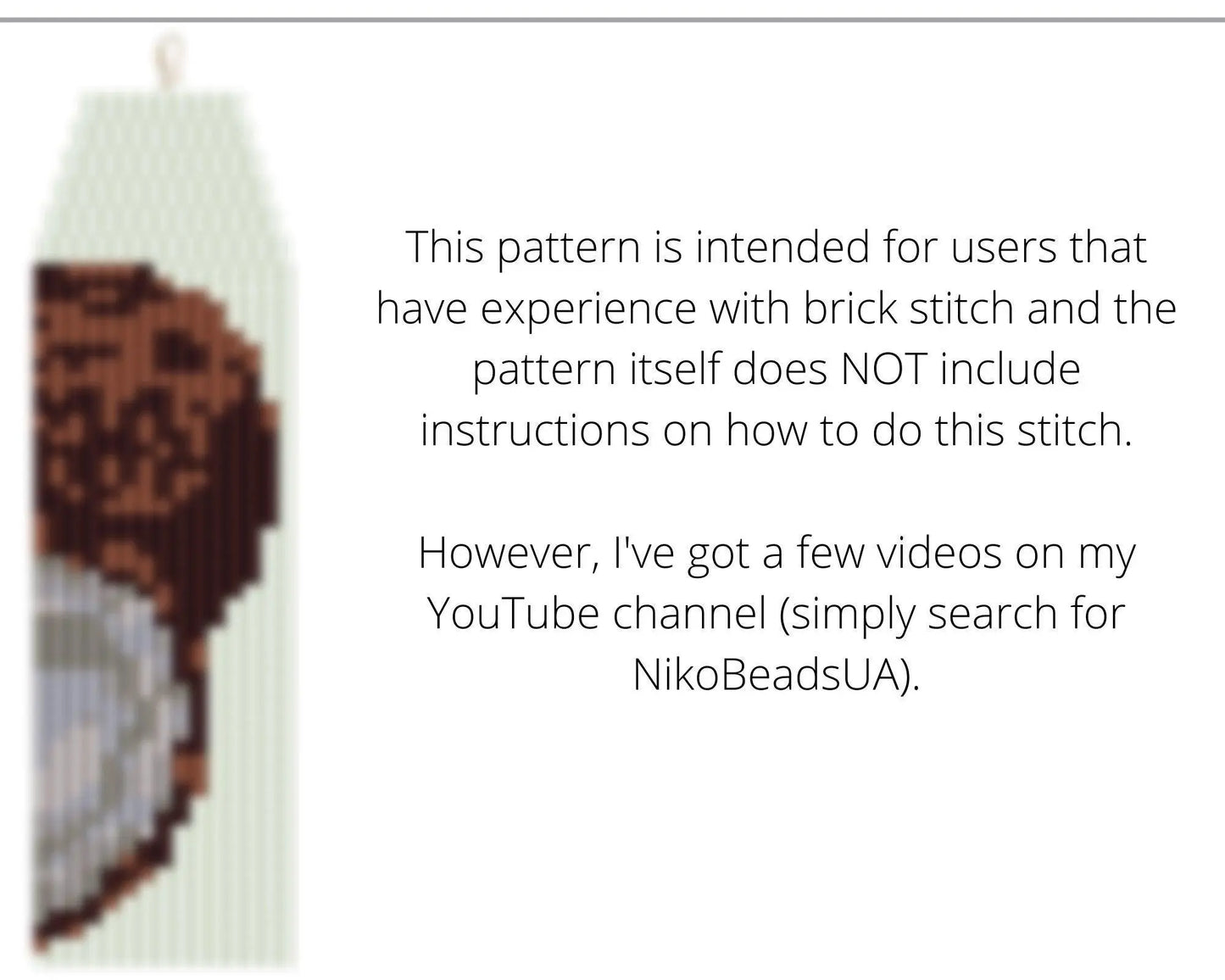 Coconut Brick Stitch pattern for fringe beaded earrings - NikoBeadsUA