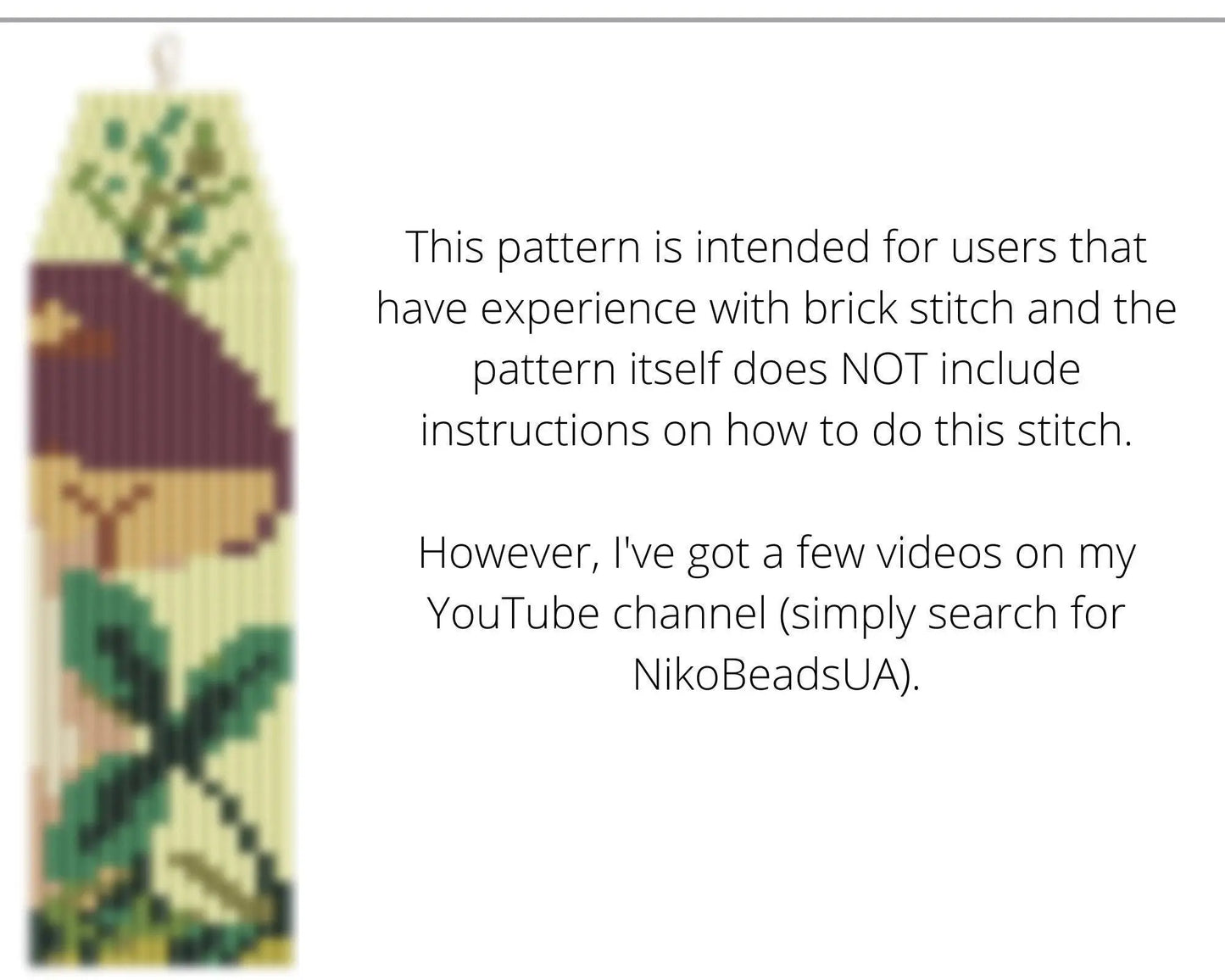 Boletus Brick Stitch pattern for fringe beaded earrings - NikoBeadsUA