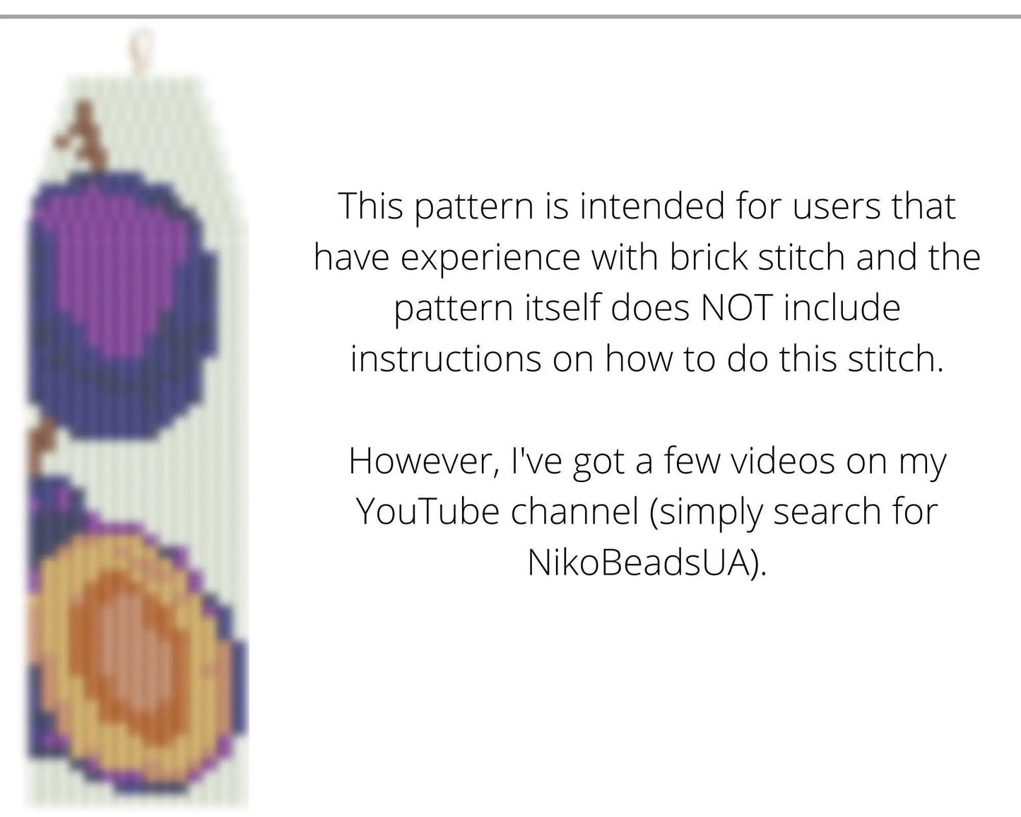 Plum Brick Stitch pattern for fringe beaded earrings - NikoBeadsUA