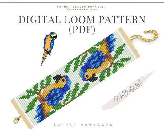 Parrot Loom pattern for beaded bracelet - NikoBeadsUA