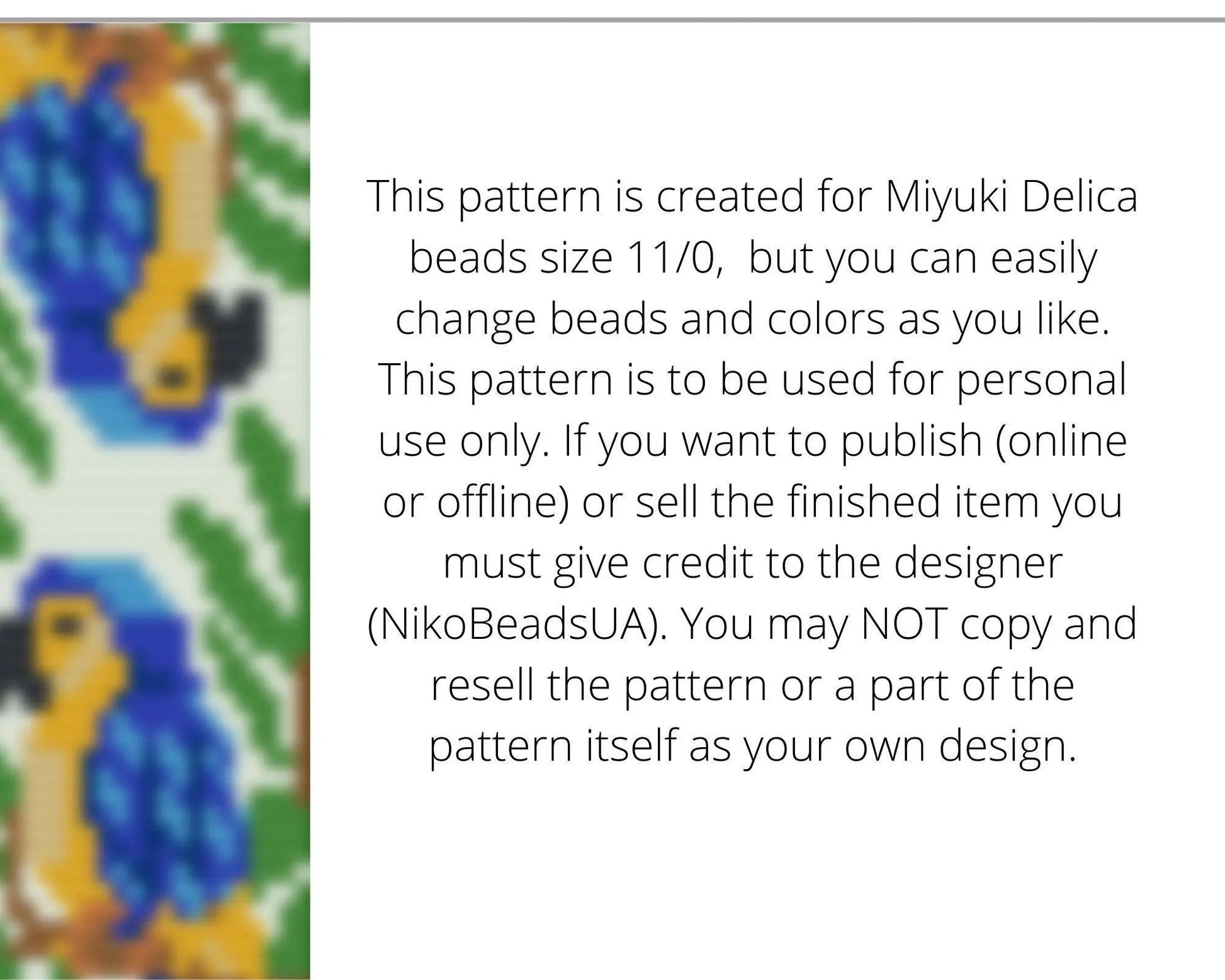 Parrot Loom pattern for beaded bracelet - NikoBeadsUA