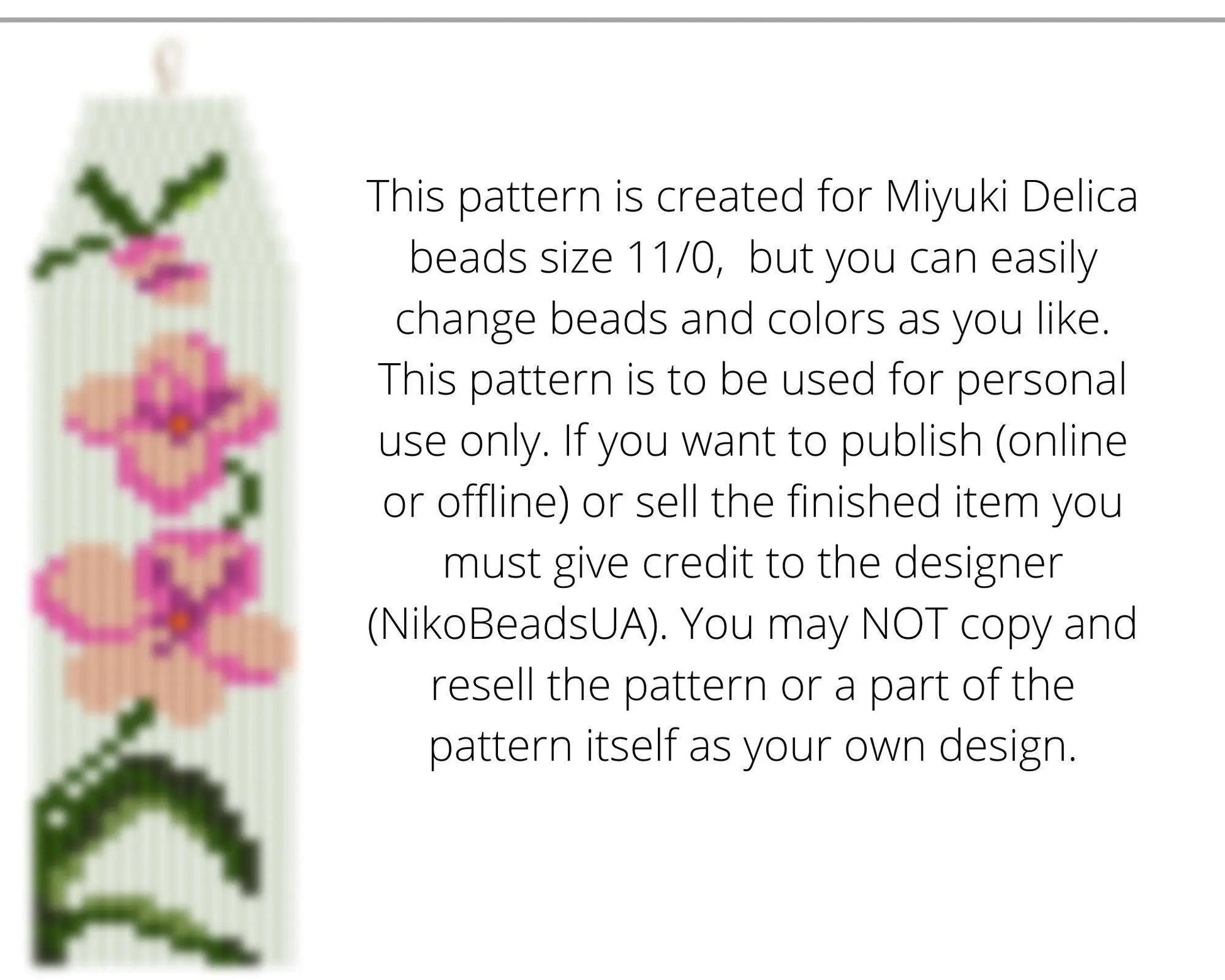 Orchid Brick Stitch pattern for fringe beaded earrings - NikoBeadsUA