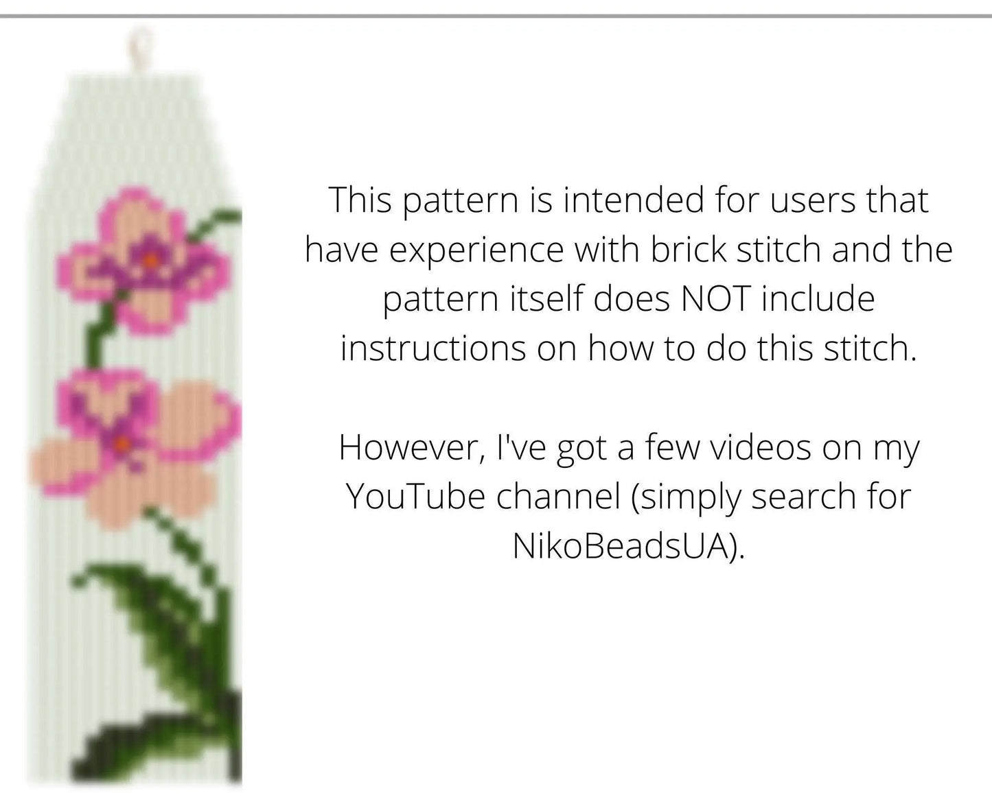 Orchid Brick Stitch pattern for fringe beaded earrings - NikoBeadsUA