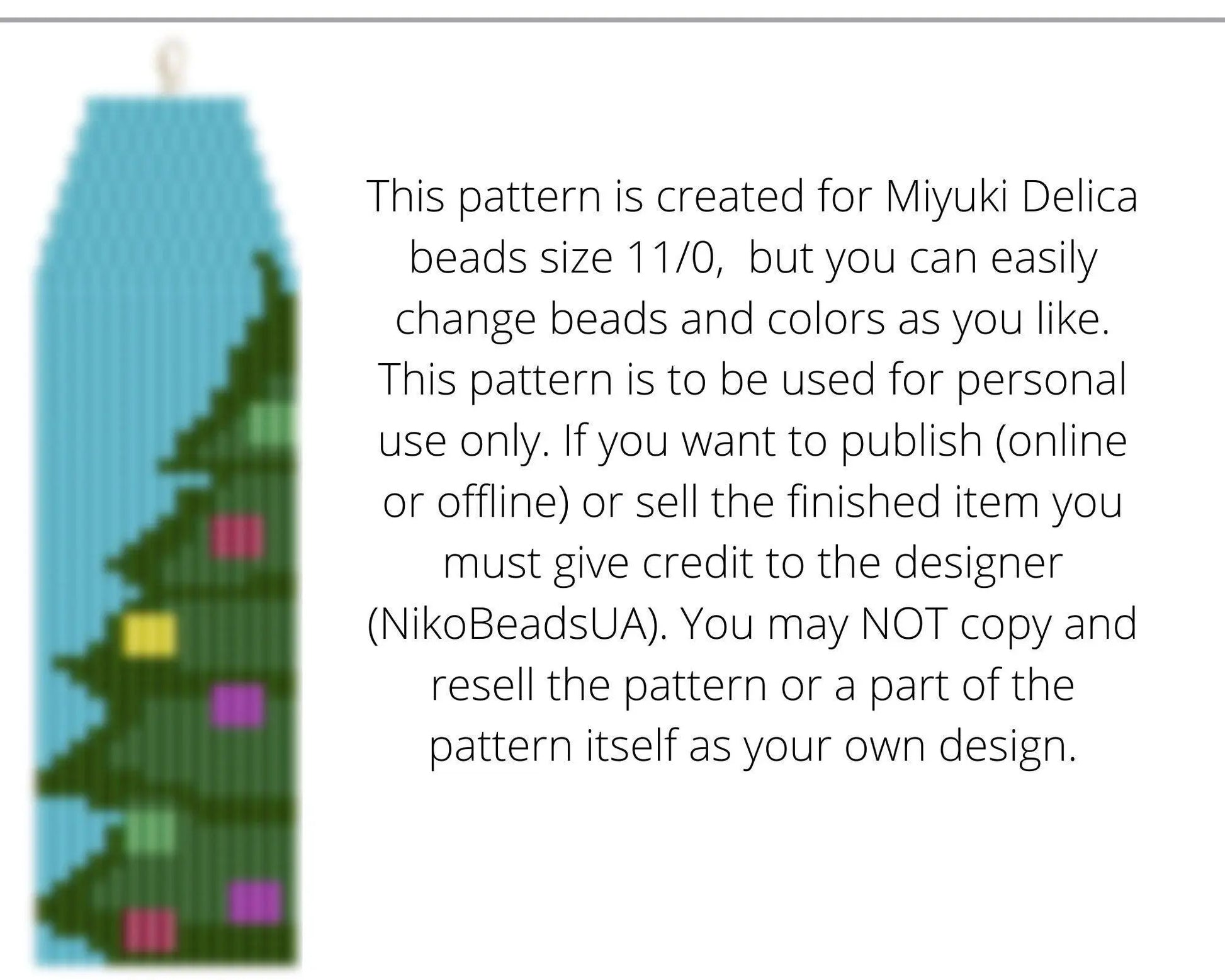 Santa and Christmas Tree Brick Stitch pattern for fringe beaded earrings - NikoBeadsUA