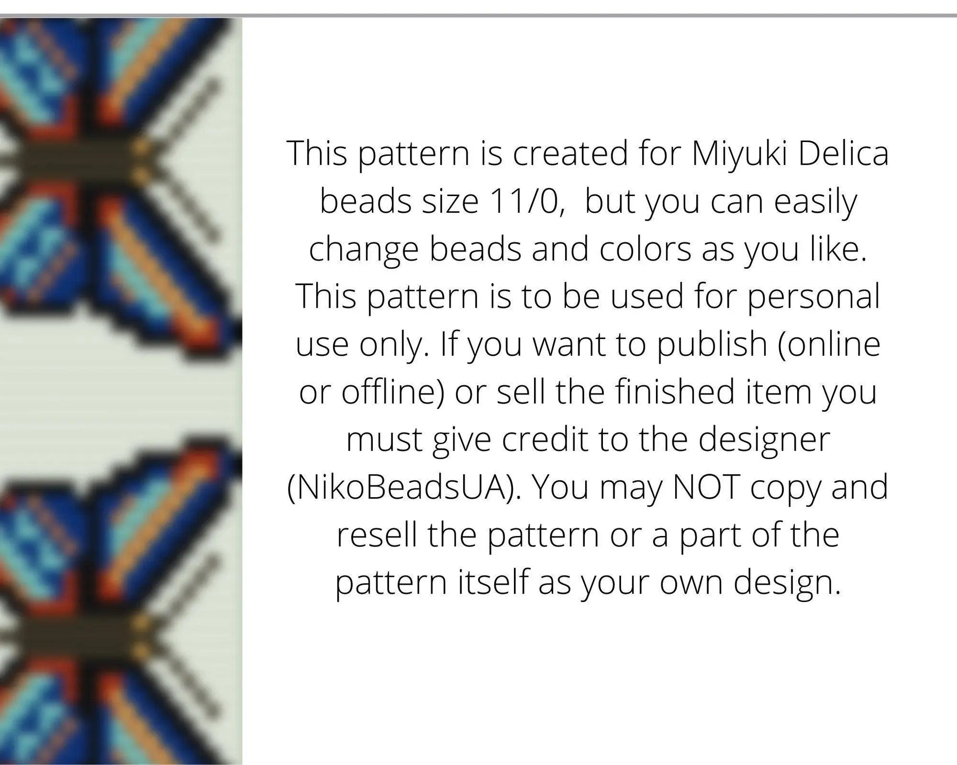 Butterfly Loom pattern for beaded bracelet - NikoBeadsUA