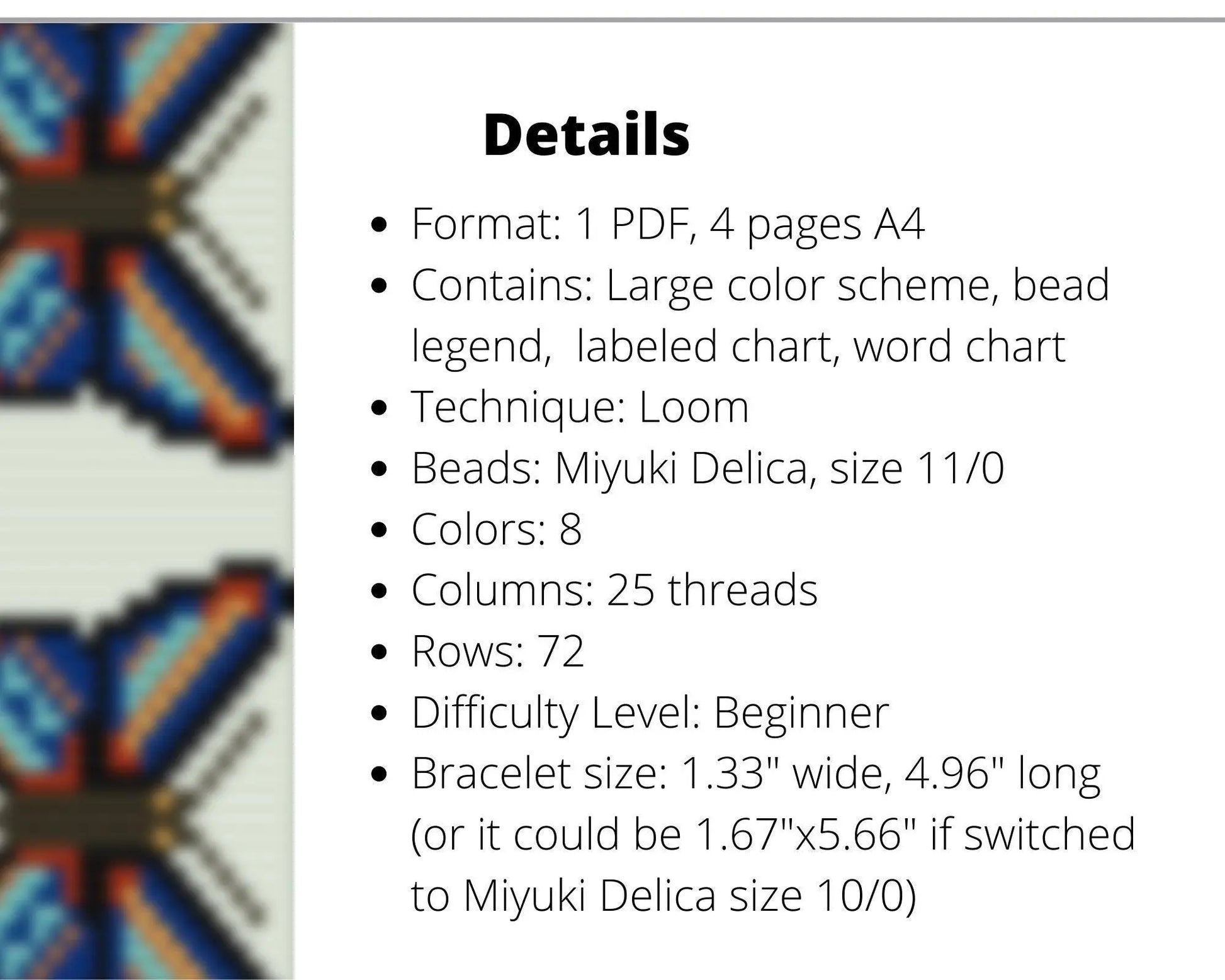 Butterfly Loom pattern for beaded bracelet - NikoBeadsUA