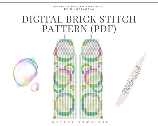 Bubbles Brick Stitch pattern for fringe beaded earrings - NikoBeadsUA