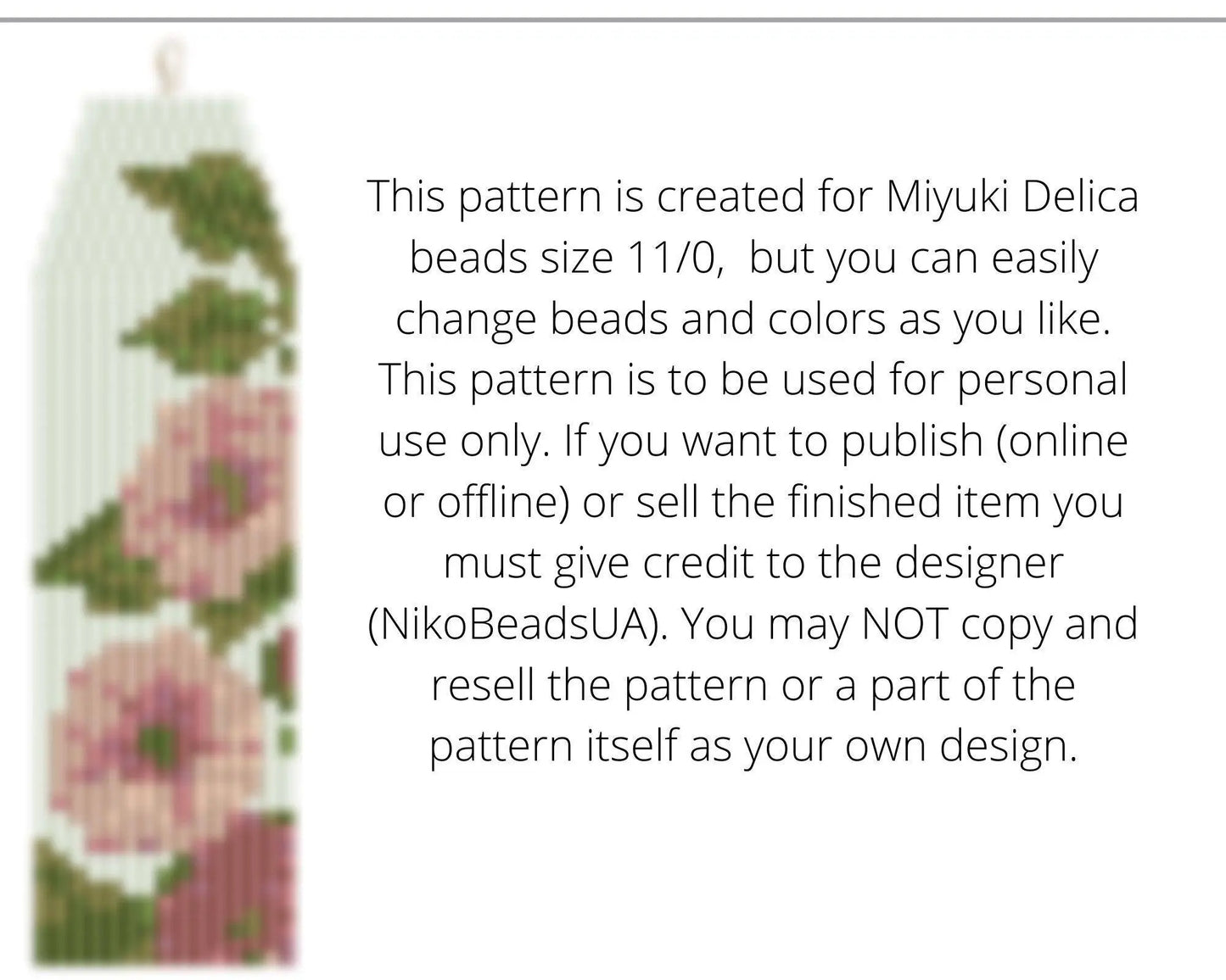 Mallow Brick Stitch pattern for fringe beaded earrings - NikoBeadsUA