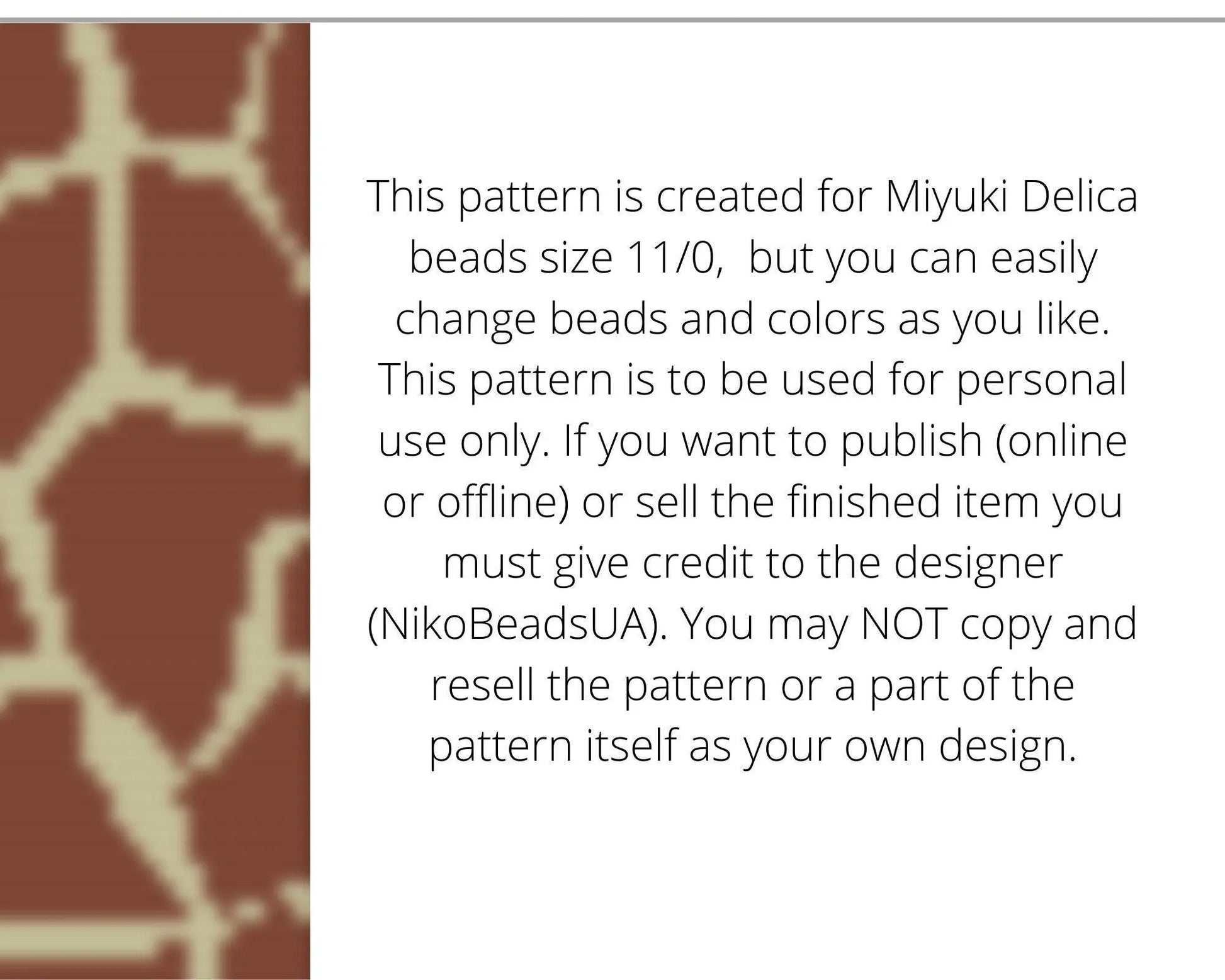 Giraffe Print Loom pattern for beaded bracelet - NikoBeadsUA