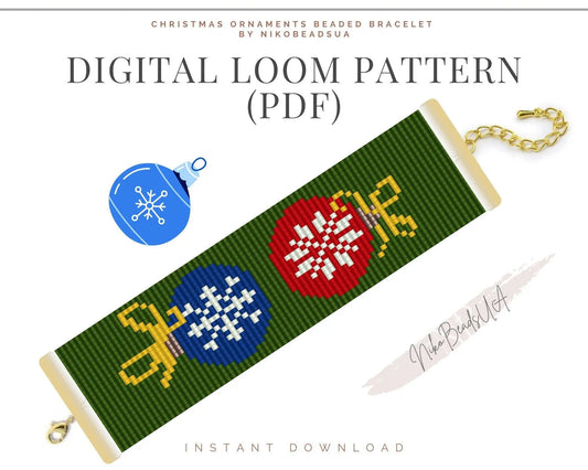 Christmas Ornaments Loom pattern for beaded bracelet - NikoBeadsUA