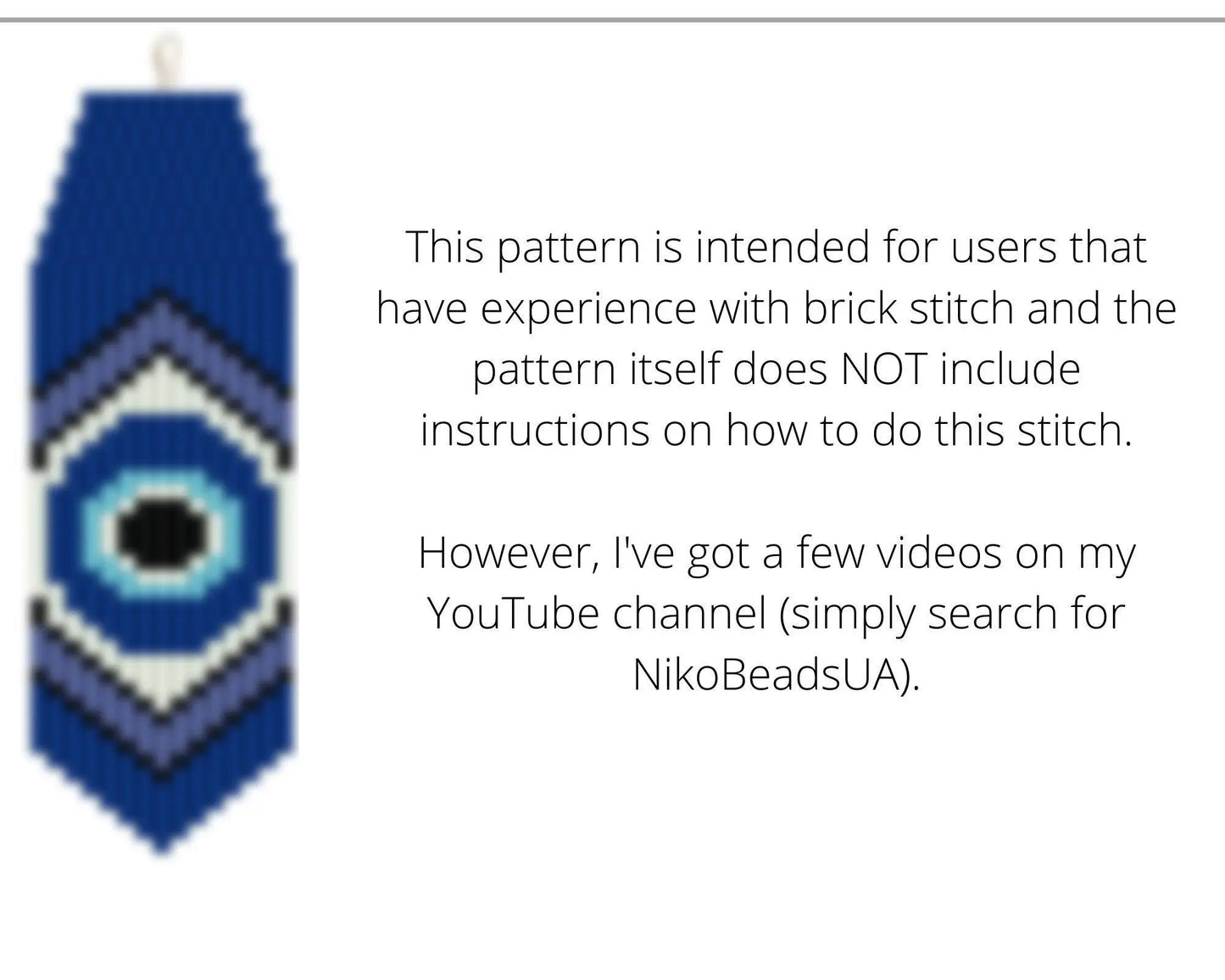 Evil Eye Brick Stitch pattern for fringe beaded earrings - NikoBeadsUA