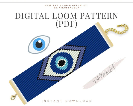 Evil Eye Loom pattern for beaded bracelet - NikoBeadsUA