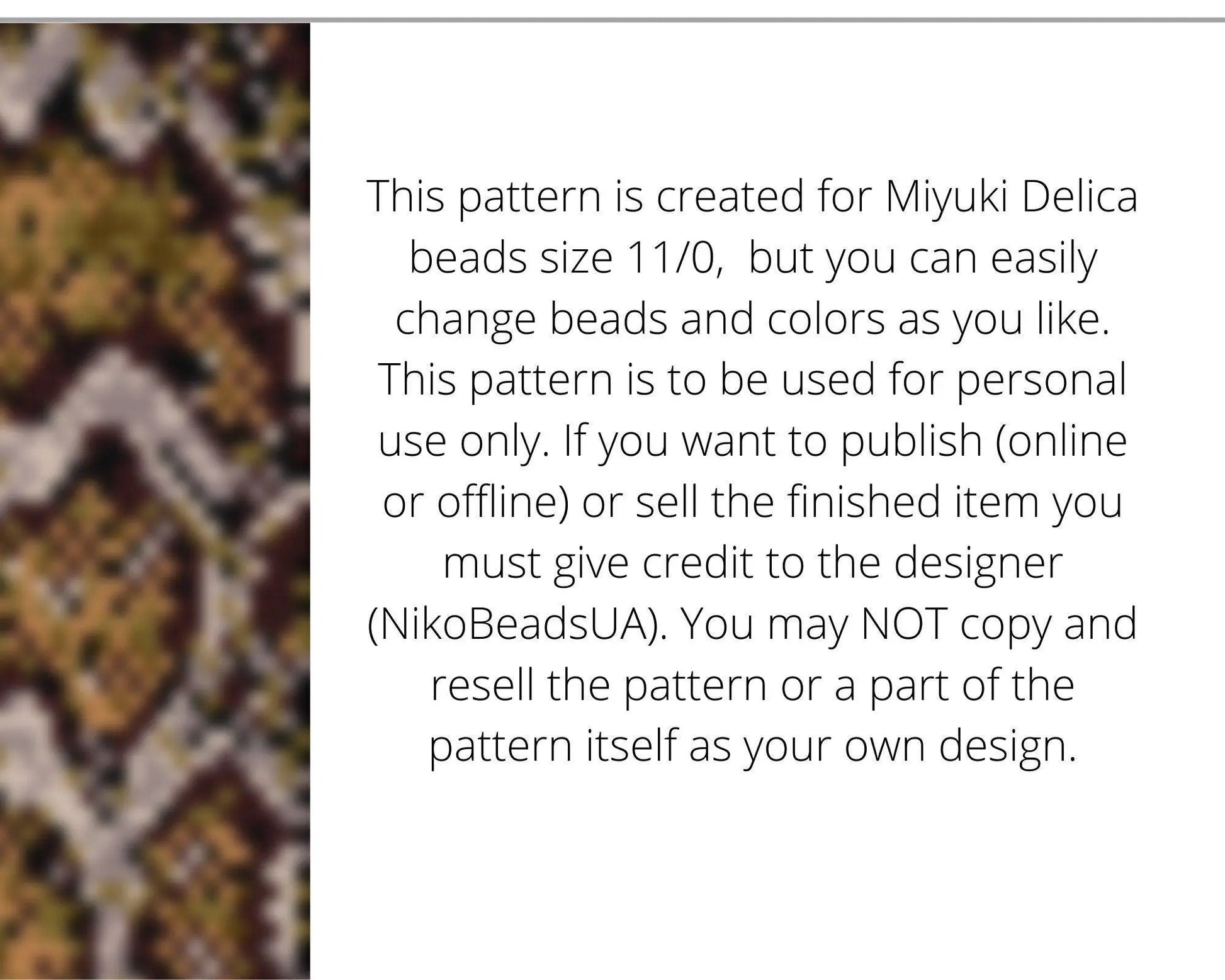 Snake Print Loom pattern for beaded bracelet - NikoBeadsUA