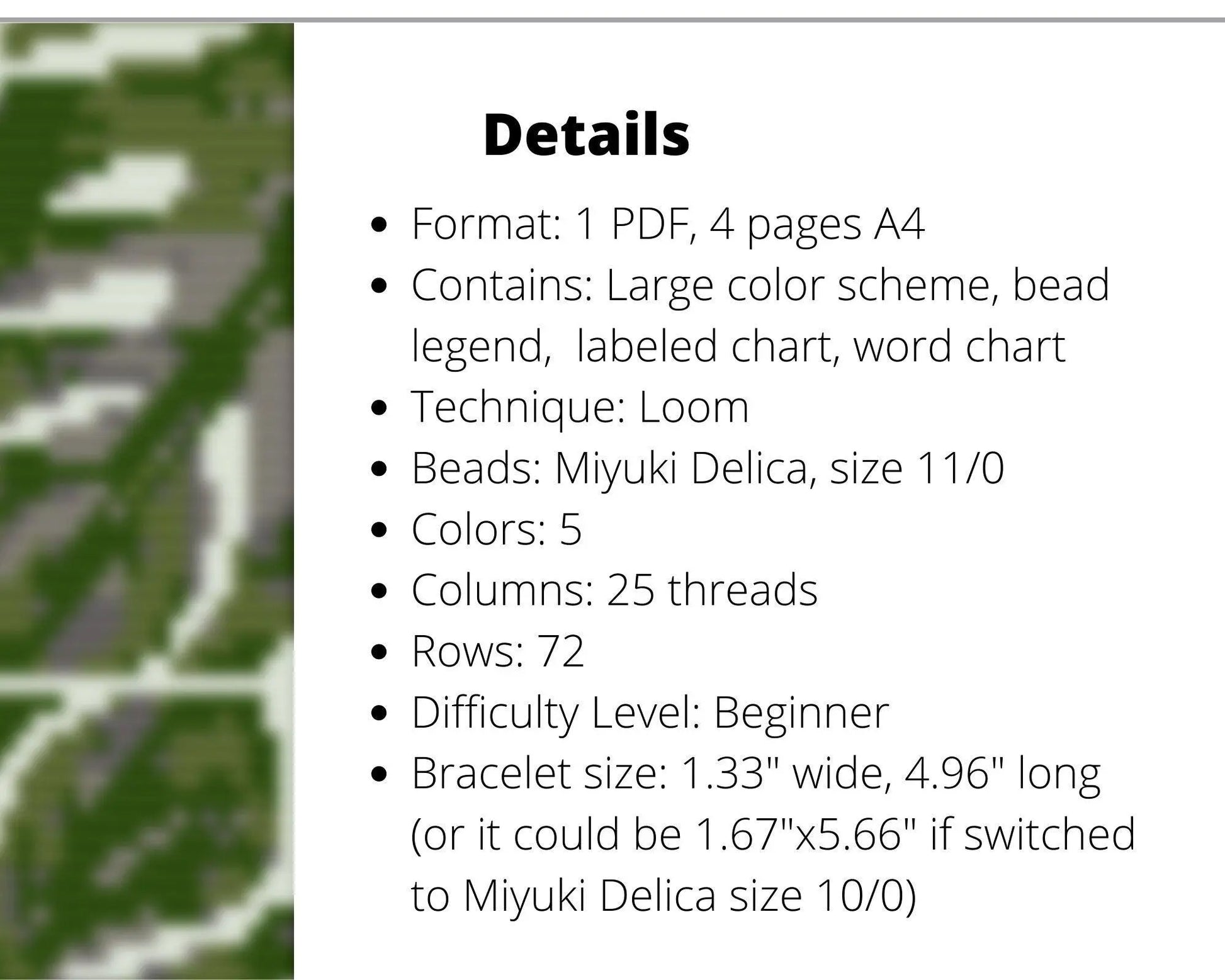 Monstera Loom pattern for beaded bracelet - NikoBeadsUA