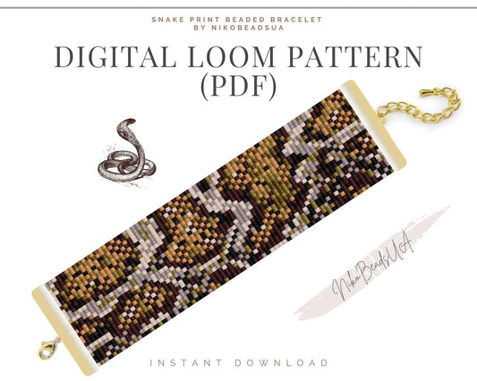 Snake Print Loom pattern for beaded bracelet - NikoBeadsUA