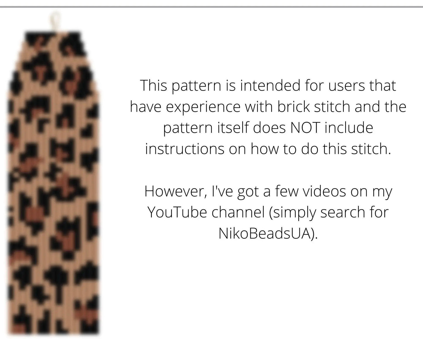 Leopard Asymmetrical Brick Stitch pattern for fringe beaded earrings - NikoBeadsUA