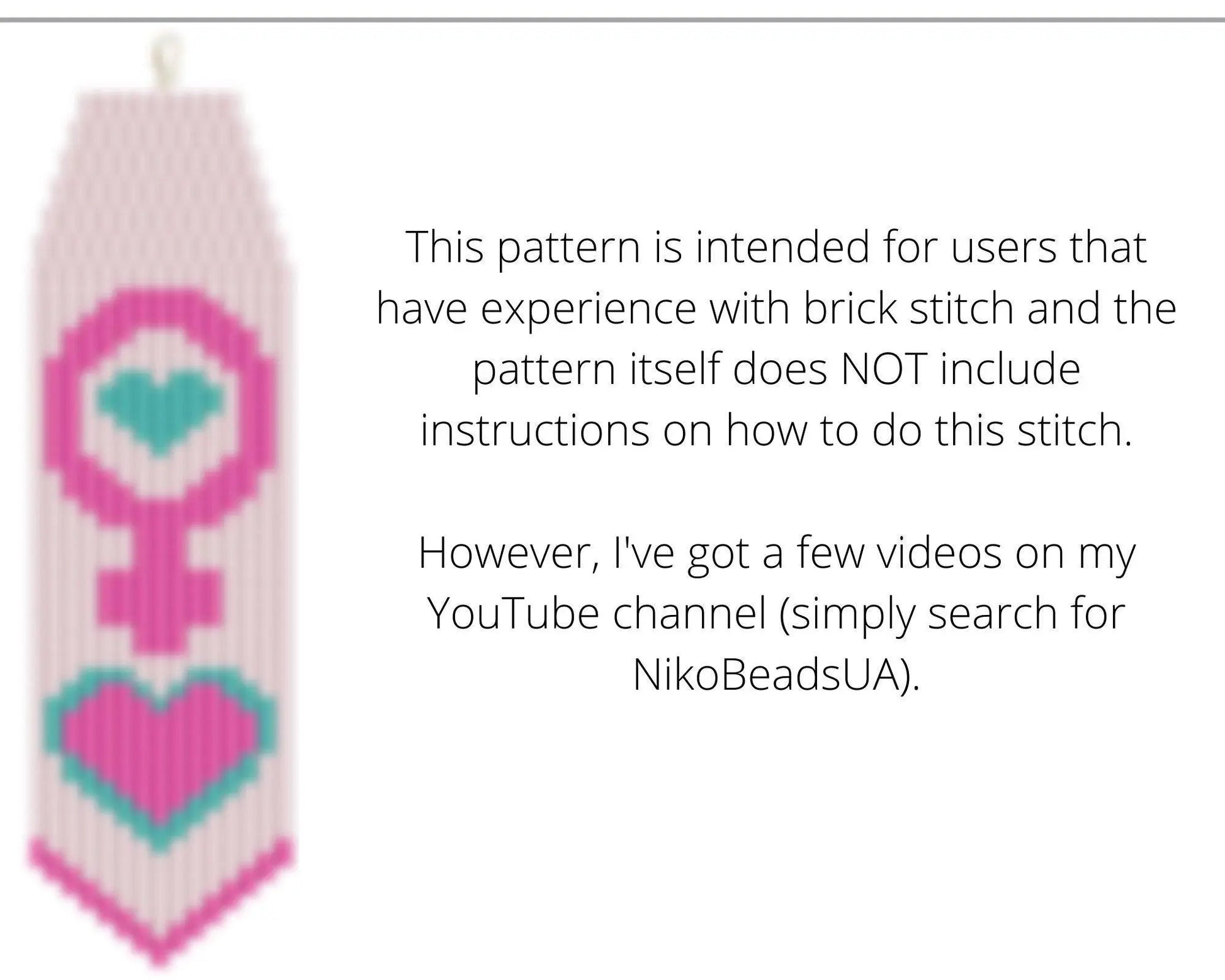 Love Brick Stitch pattern for fringe beaded earrings - NikoBeadsUA