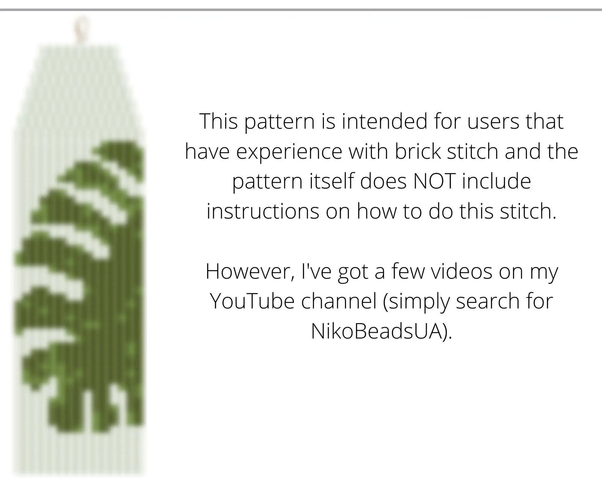 Monstera Brick Stitch pattern for fringe beaded earrings - NikoBeadsUA