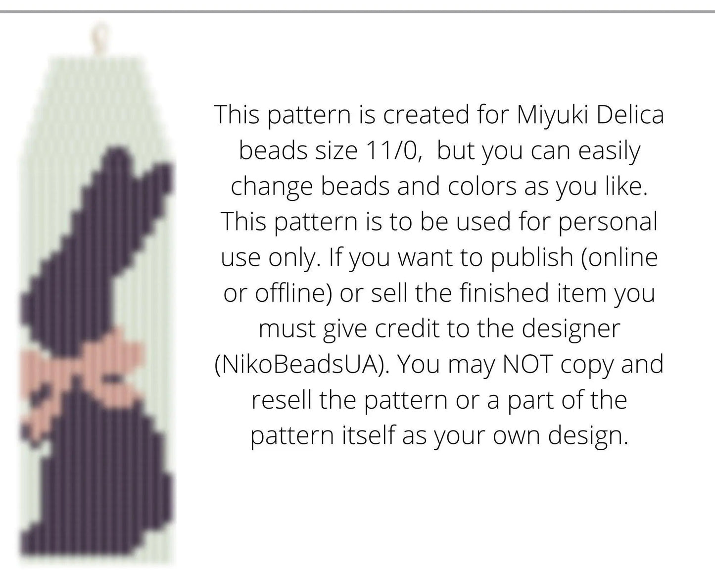 Pretty Bunny Brick Stitch pattern for fringe beaded earrings - NikoBeadsUA