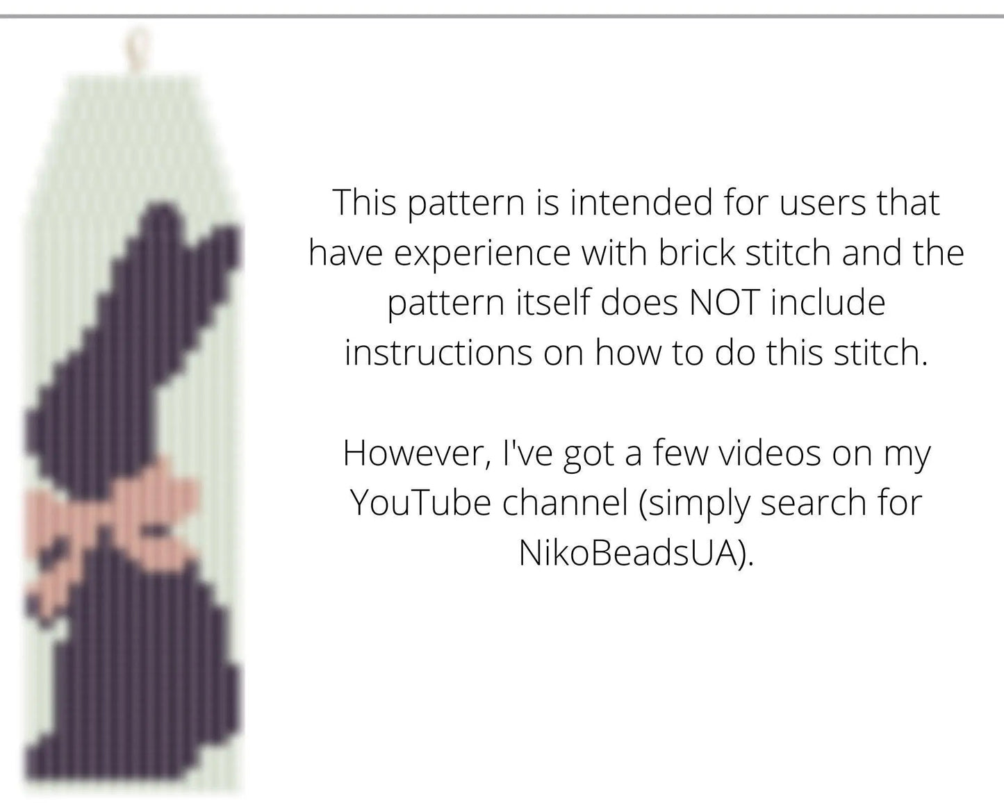 Pretty Bunny Brick Stitch pattern for fringe beaded earrings - NikoBeadsUA