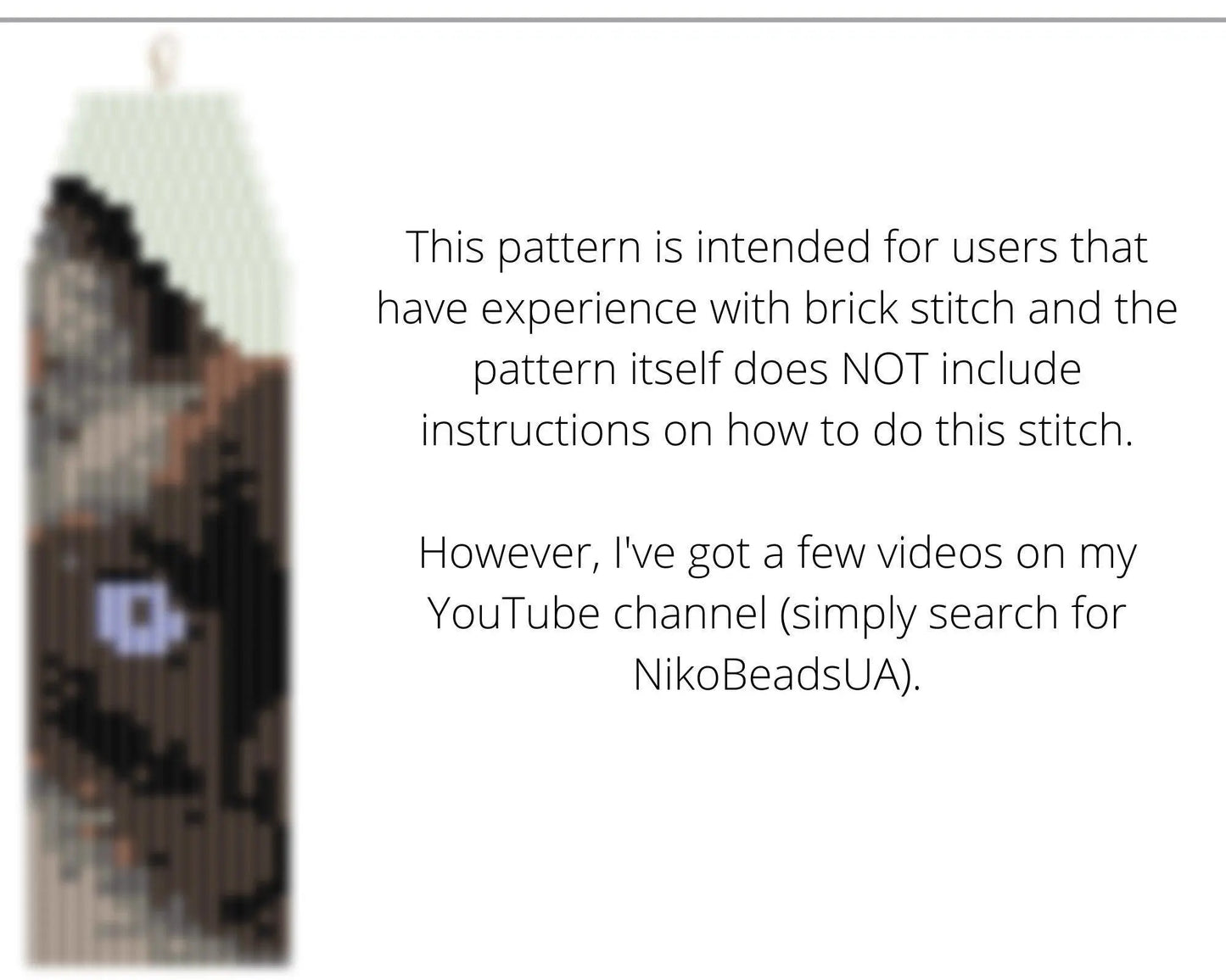 Siamese Cat Brick Stitch pattern for fringe beaded earrings - NikoBeadsUA