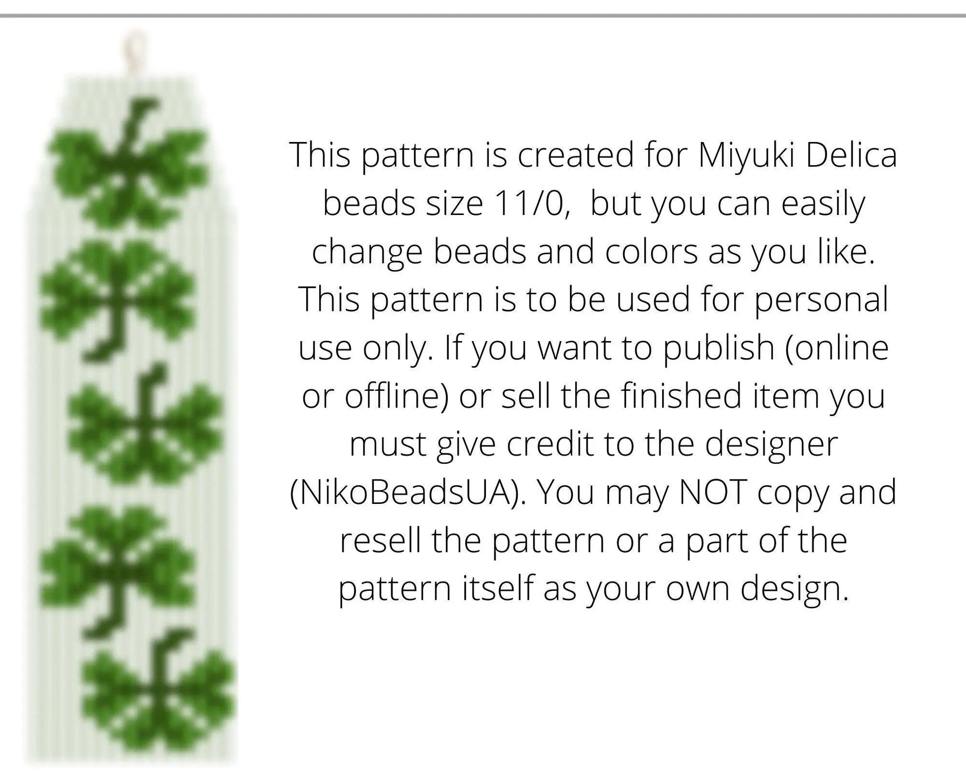 Shamrock Brick Stitch pattern for fringe beaded earrings - NikoBeadsUA