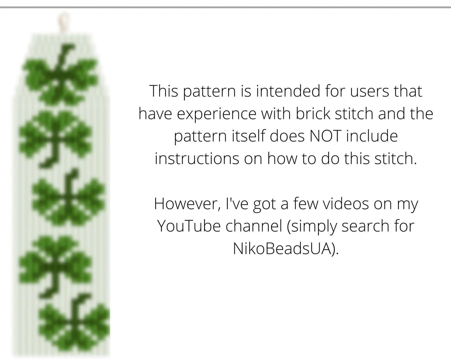 Shamrock Brick Stitch pattern for fringe beaded earrings - NikoBeadsUA