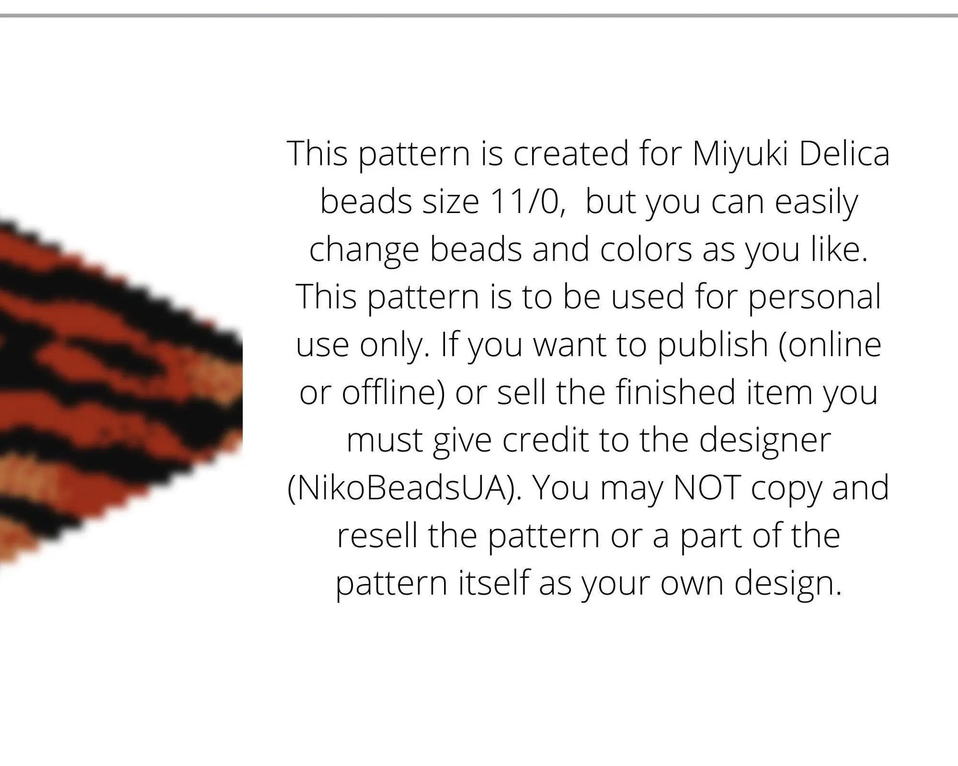 Tiger Stripe Beaded Loom Necklace Pattern with Fringe - DIY Jewelry Tutorial - NikoBeadsUA