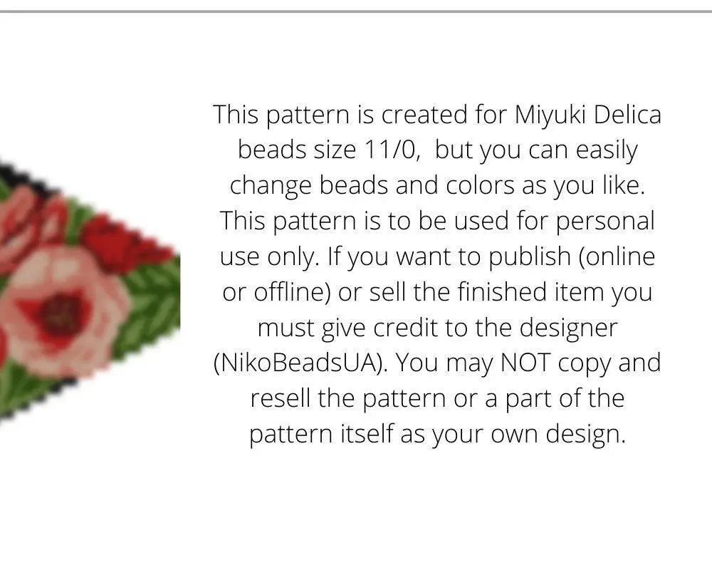 Garden Roses Fringe Loom pattern for beaded necklace - NikoBeadsUA