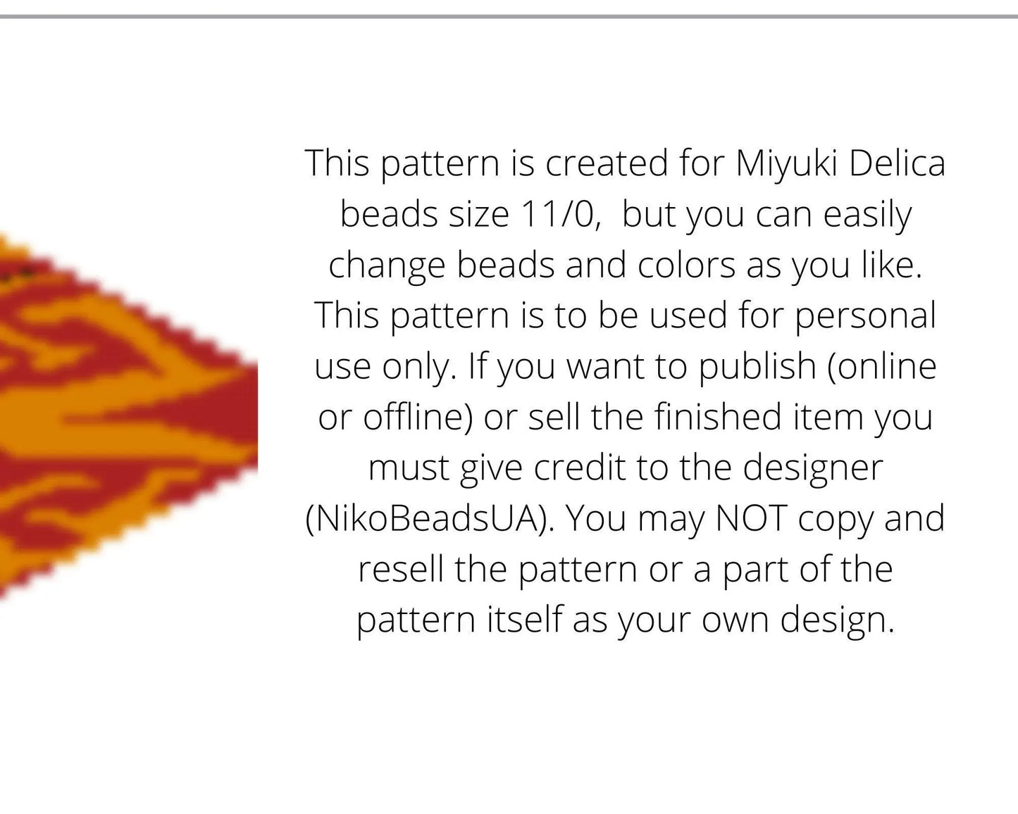 Fire Fringe Loom pattern for beaded necklace - NikoBeadsUA