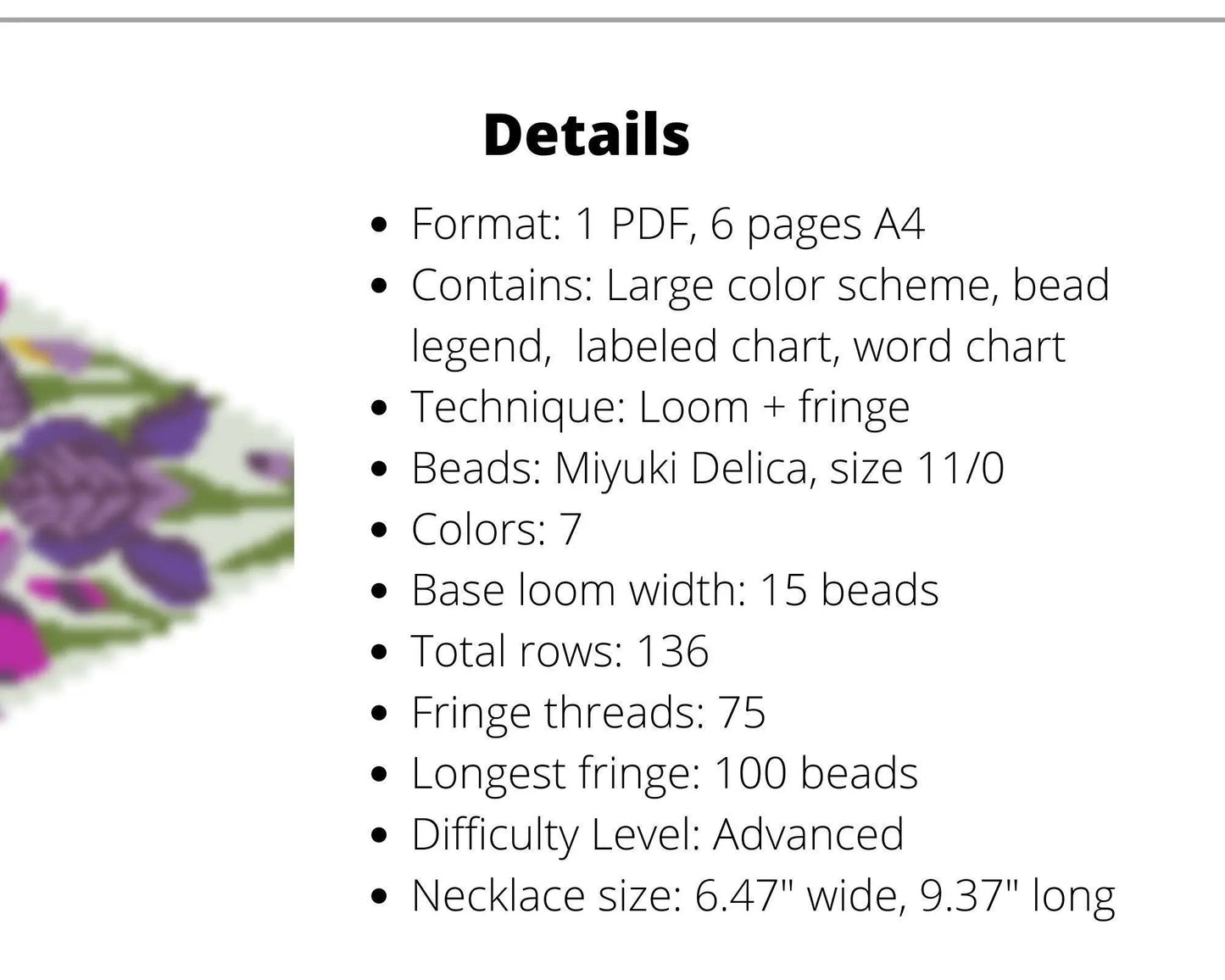Iris Beaded Loom Fringe Necklace Pattern - DIY Boho Jewelry - NikoBeadsUA