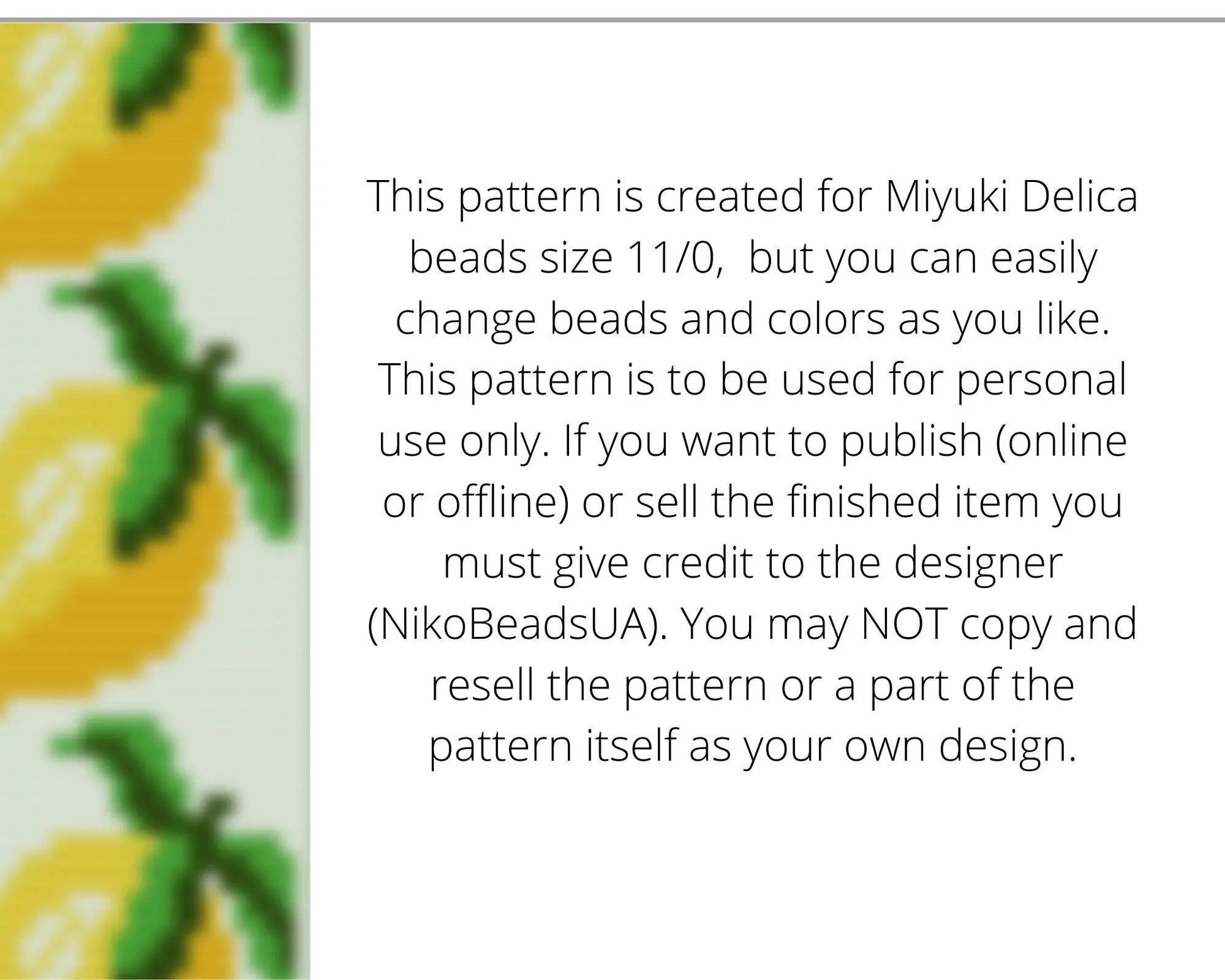 Lemon Loom pattern for beaded bracelet - NikoBeadsUA