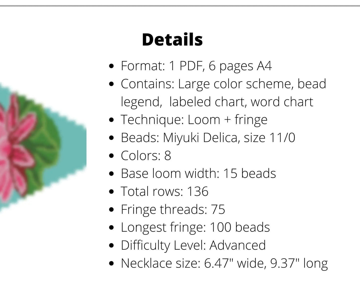 Lotus Beaded Loom Fringe Necklace Pattern - DIY Boho Jewelry - NikoBeadsUA