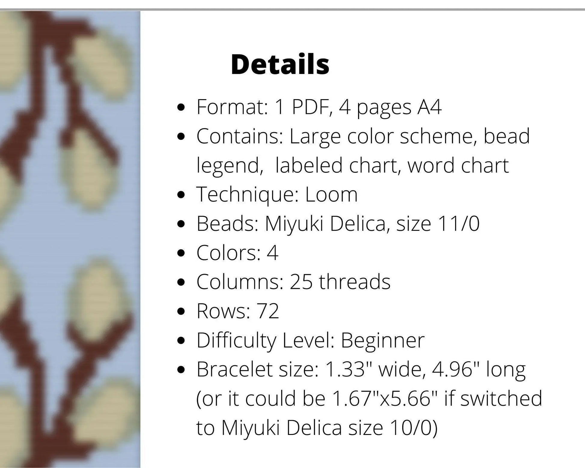 Willow Loom pattern for beaded bracelet - NikoBeadsUA