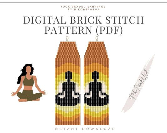 Yoga Brick Stitch pattern for fringe beaded earrings - NikoBeadsUA