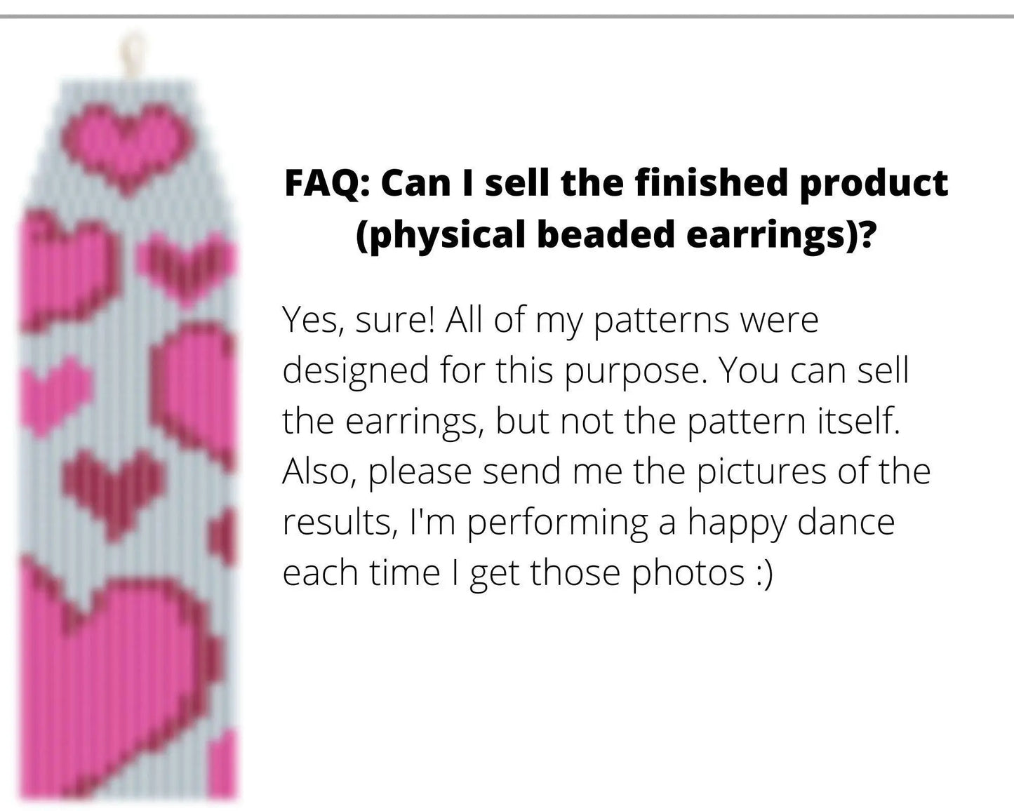 Hearts Brick Stitch pattern for fringe beaded earrings - NikoBeadsUA