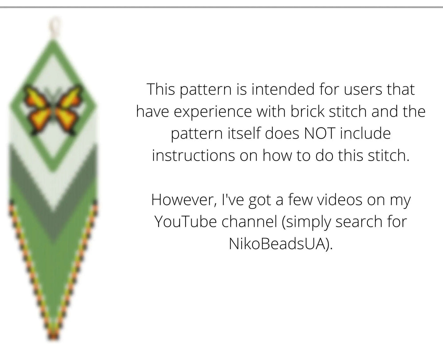 Butterfly Brick Stitch pattern for fringe beaded earrings - NikoBeadsUA