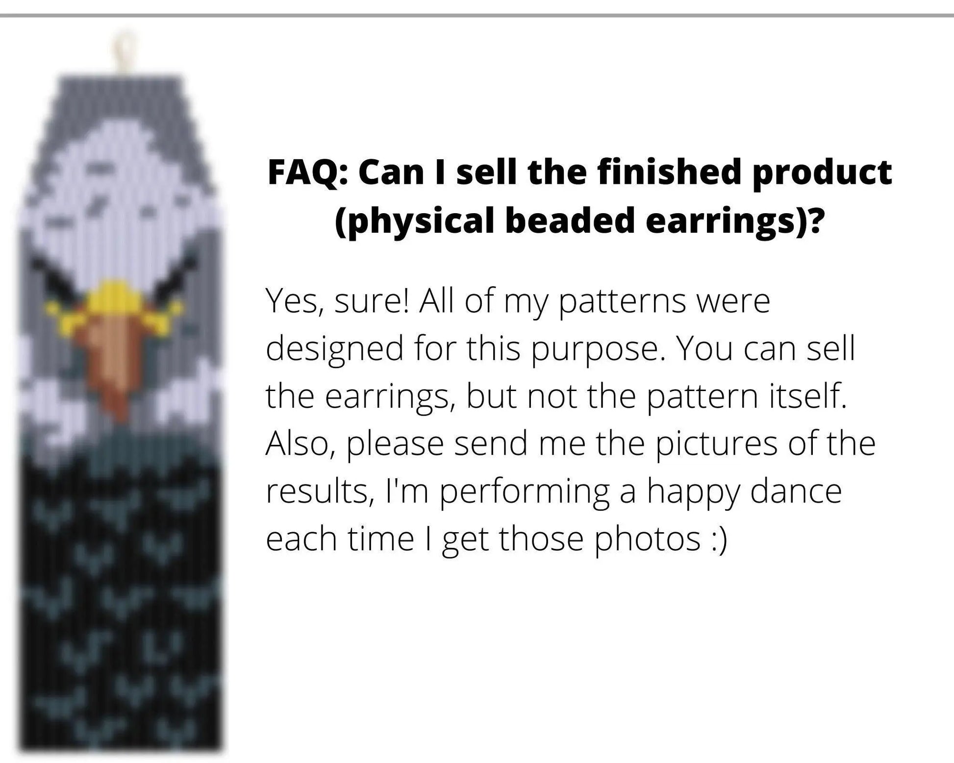 Bald Eagle Brick Stitch pattern for fringe beaded earrings - NikoBeadsUA