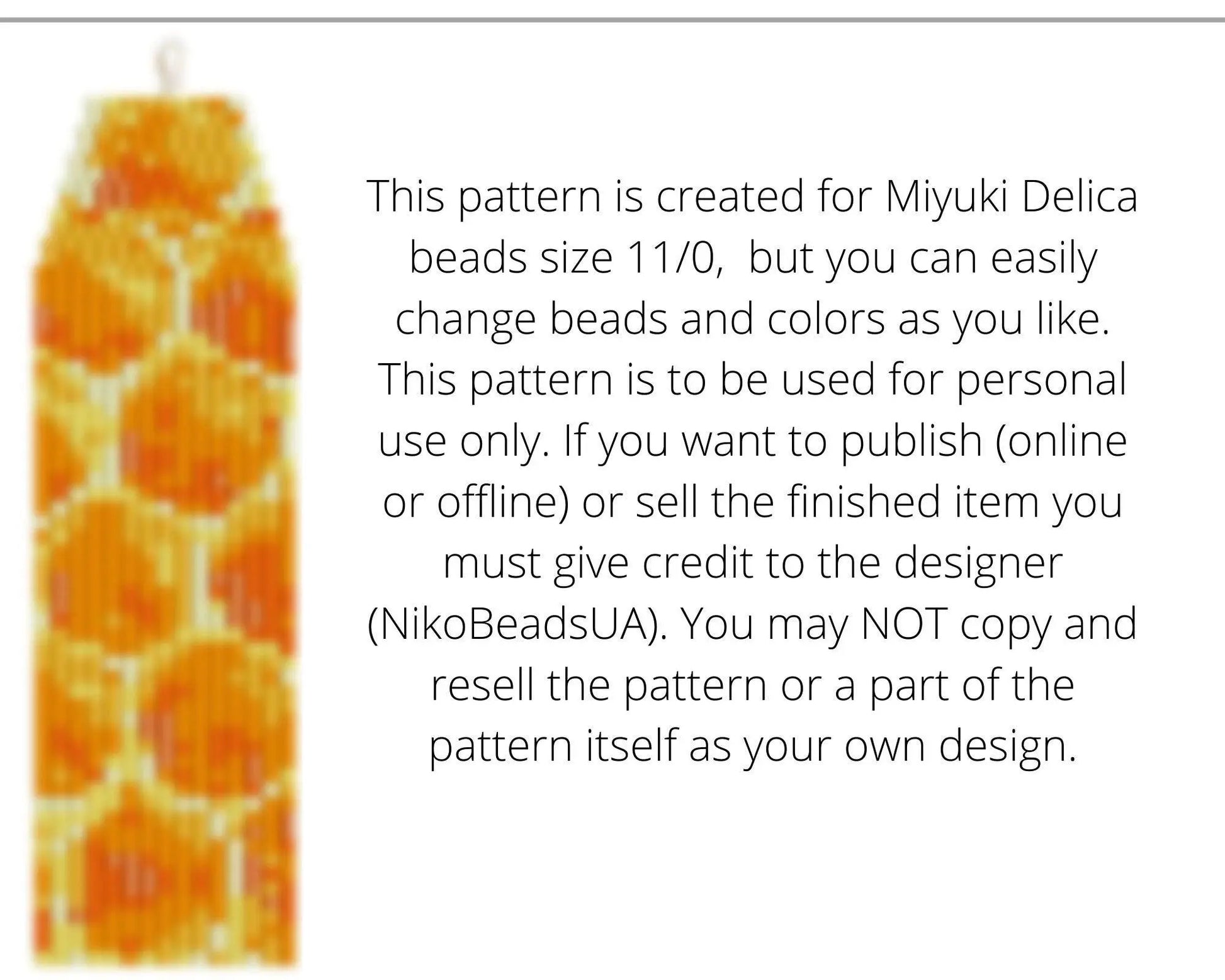 Honeycomb Brick Stitch pattern for fringe beaded earrings - NikoBeadsUA